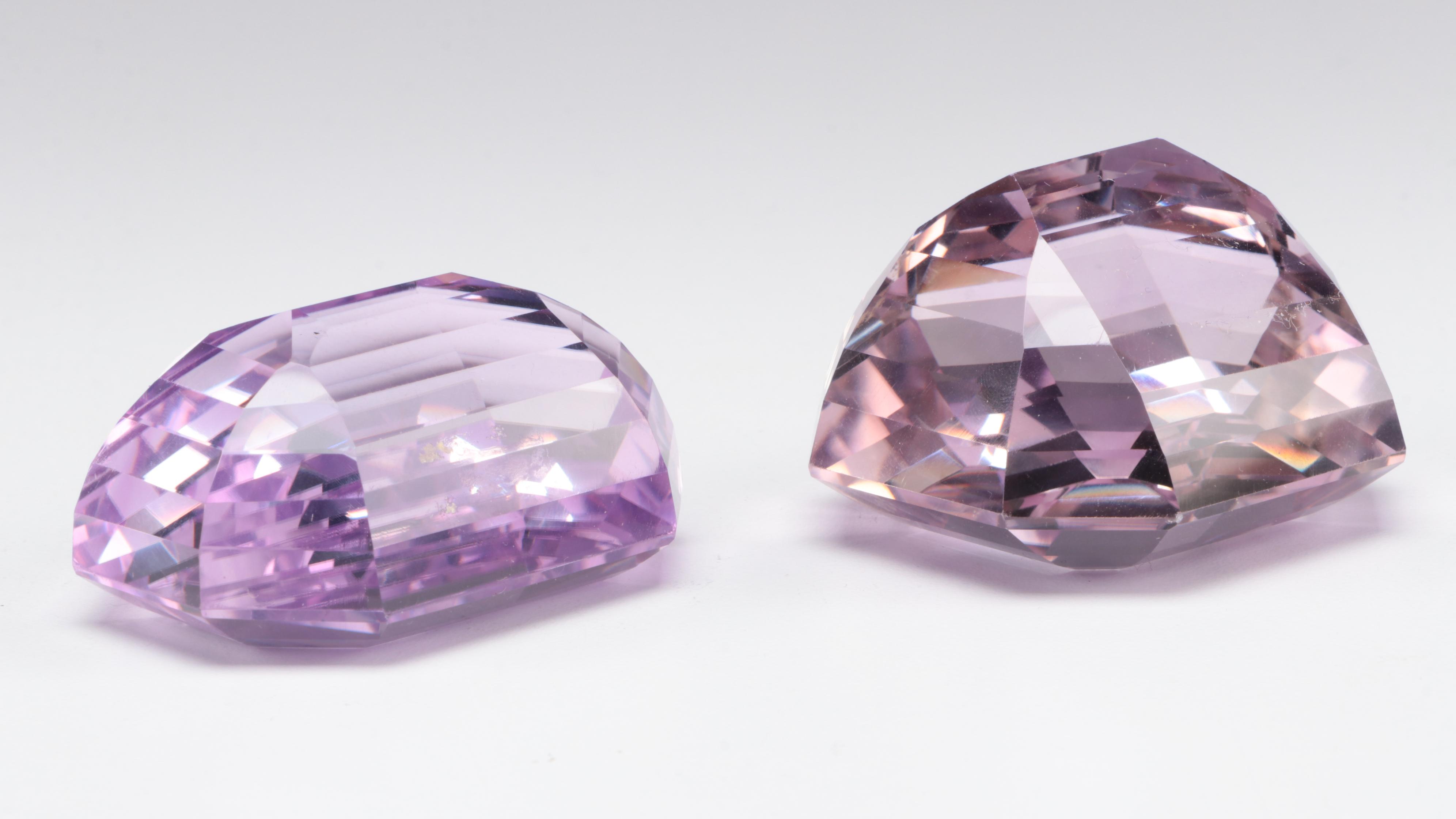 Amethyst Colored Glass Gems and Cluster