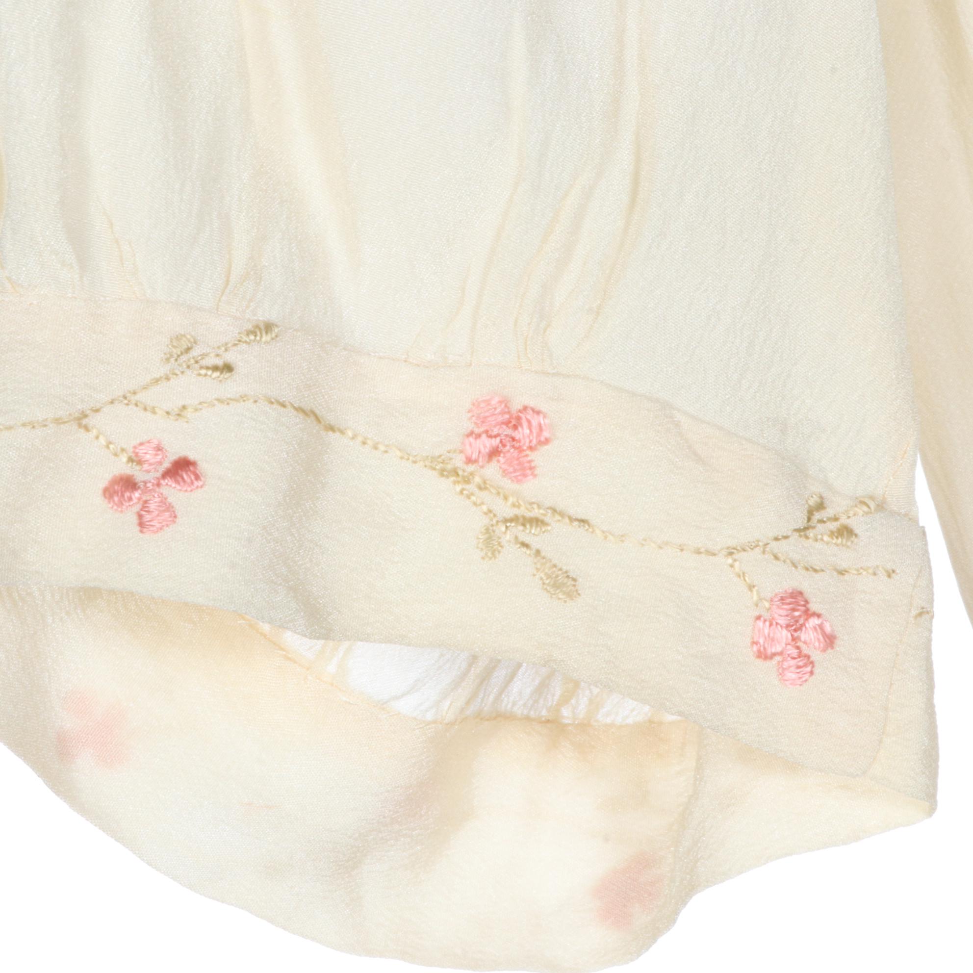 Girl's Floral Embroidered Tiered Occasion Dress in Silk, Early 20th Century