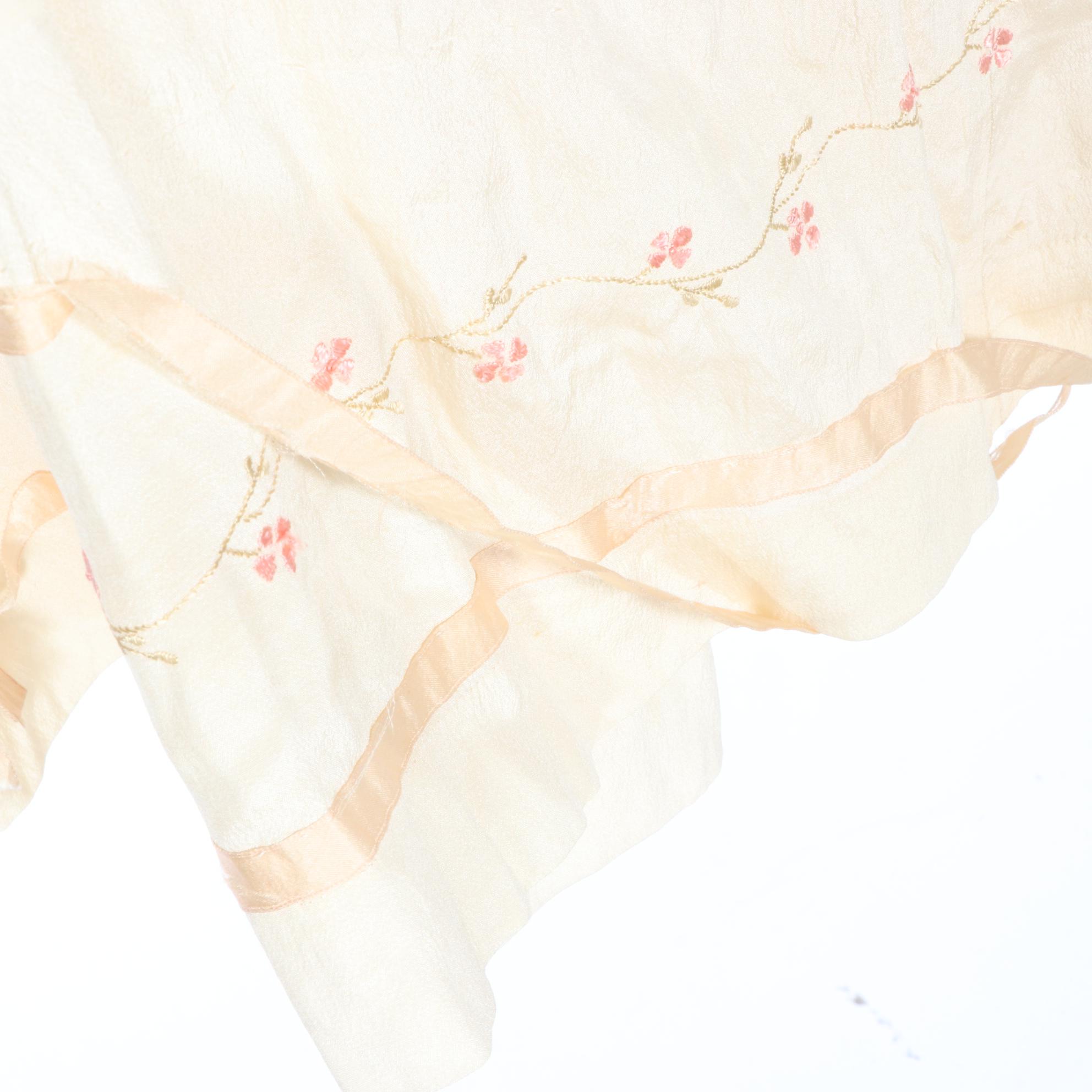 Girl's Floral Embroidered Tiered Occasion Dress in Silk, Early 20th Century