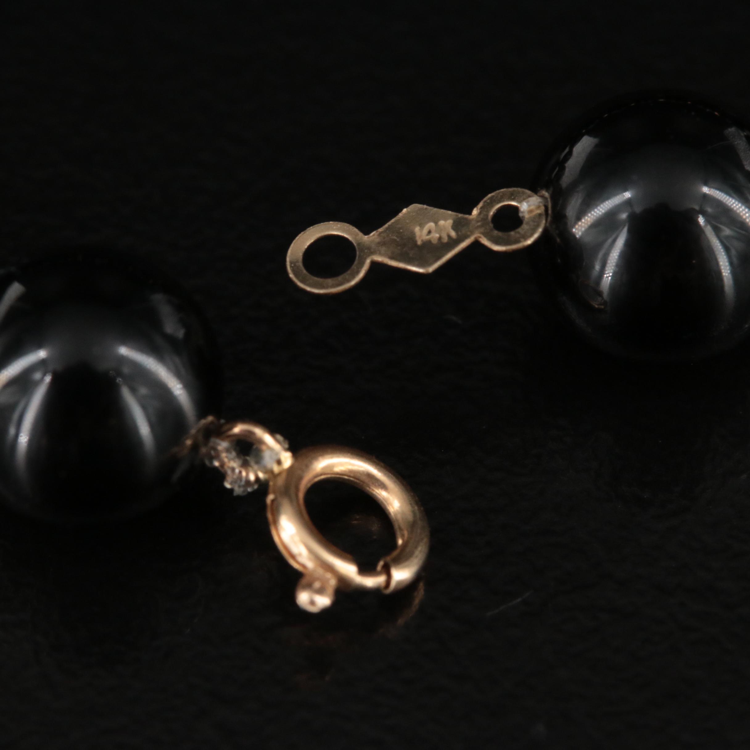 14K Black Onyx Bead Bracelet