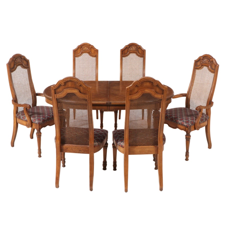 Nine-Piece Hibriten Furniture Co. French Provincial Style Oak Dining Set