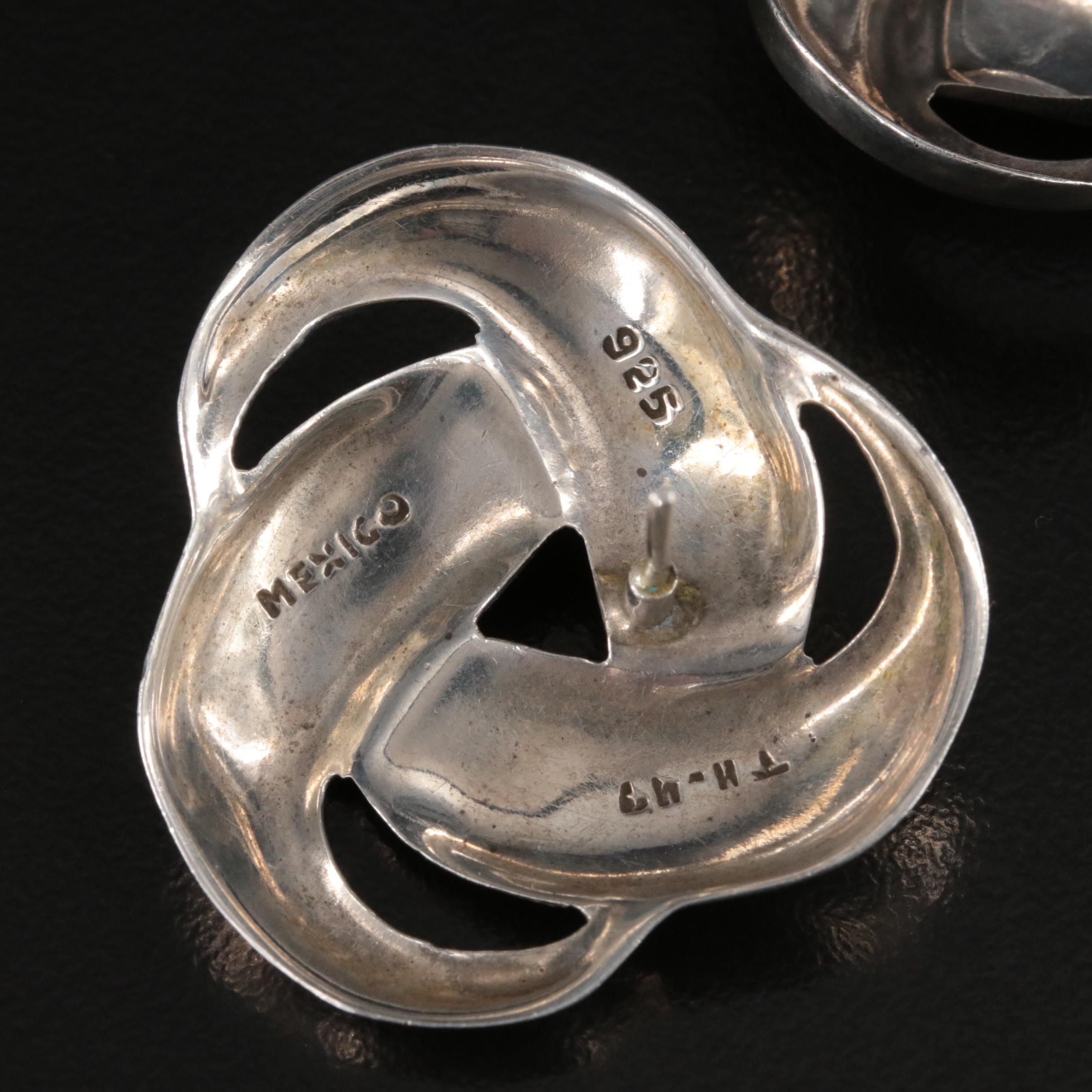 Modernist Mexican Sterling Sodalite Knot Earrings