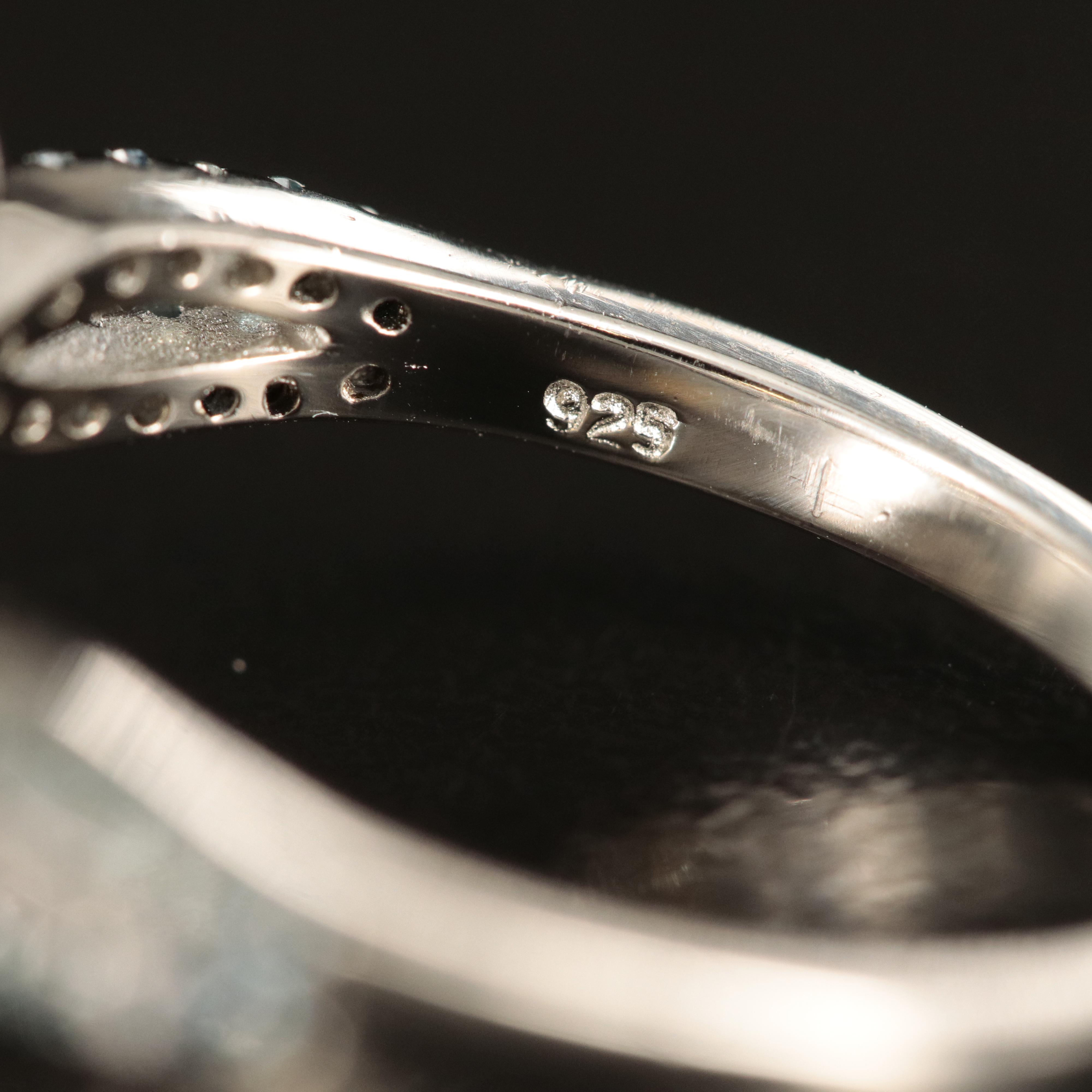 Sterling Opal and Sapphire Ring