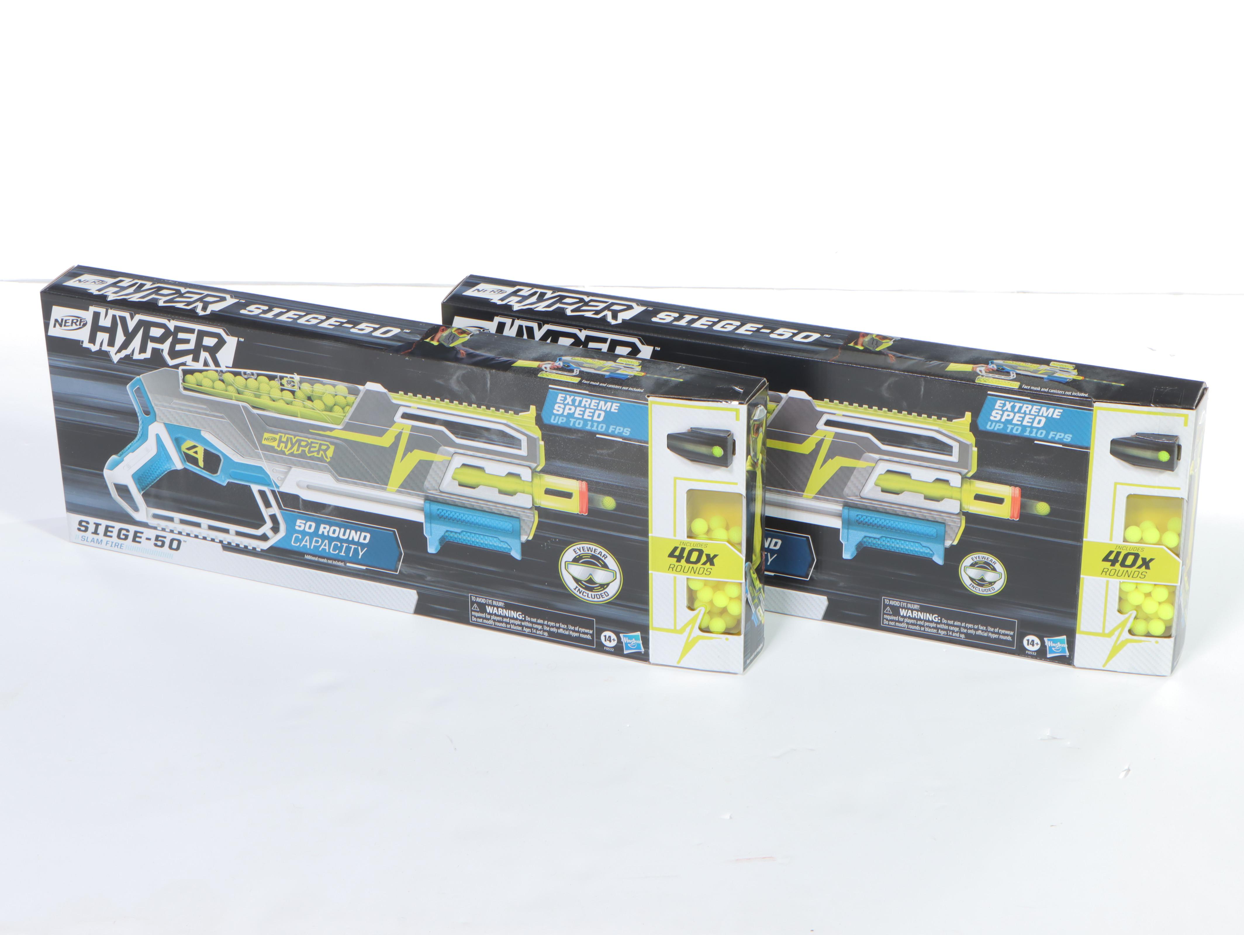 Pair of NERF Hyper Siege-50 Blasters