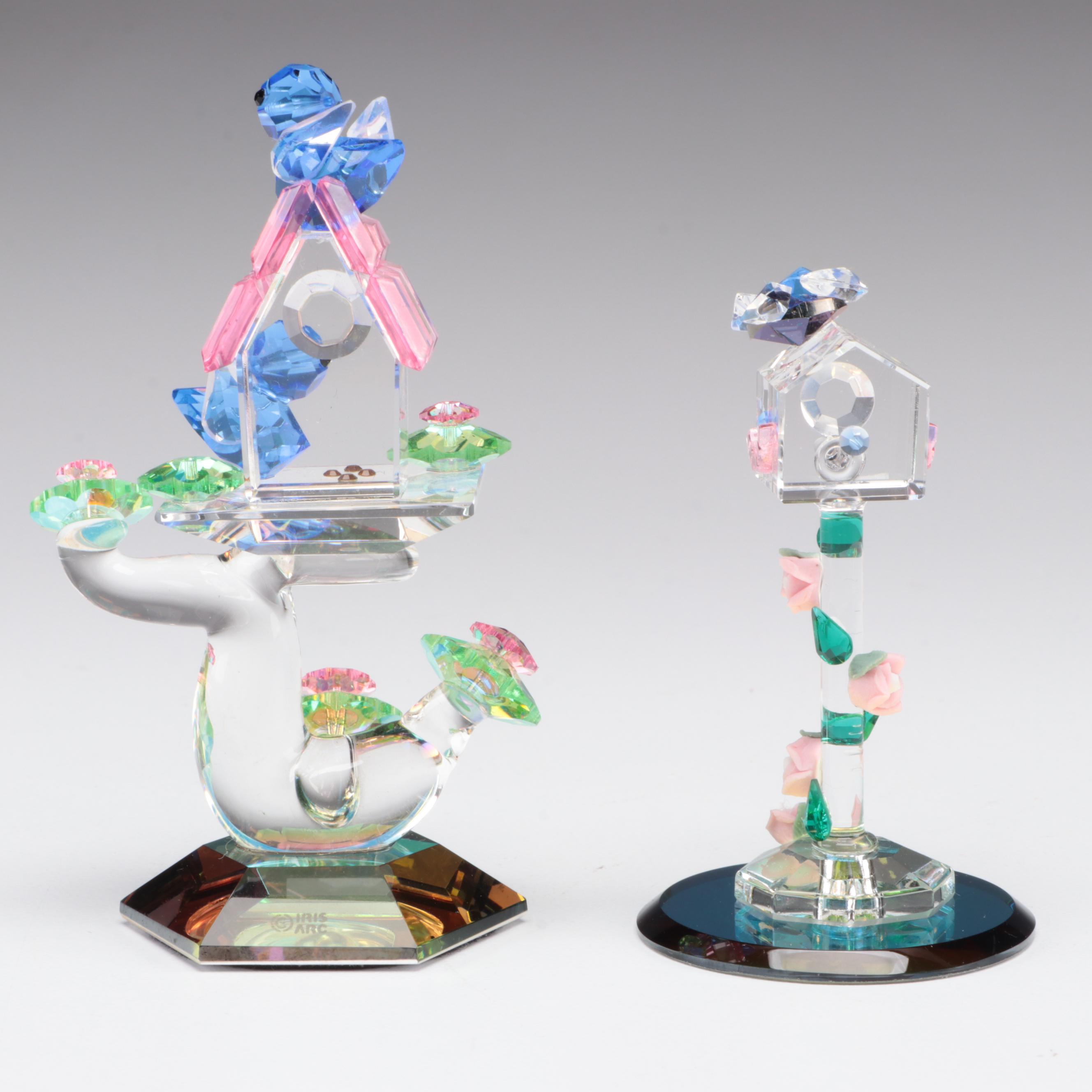 Iris Arc and Other Crystal Birdhouses, Squirrel, Bunnies and More Figurines