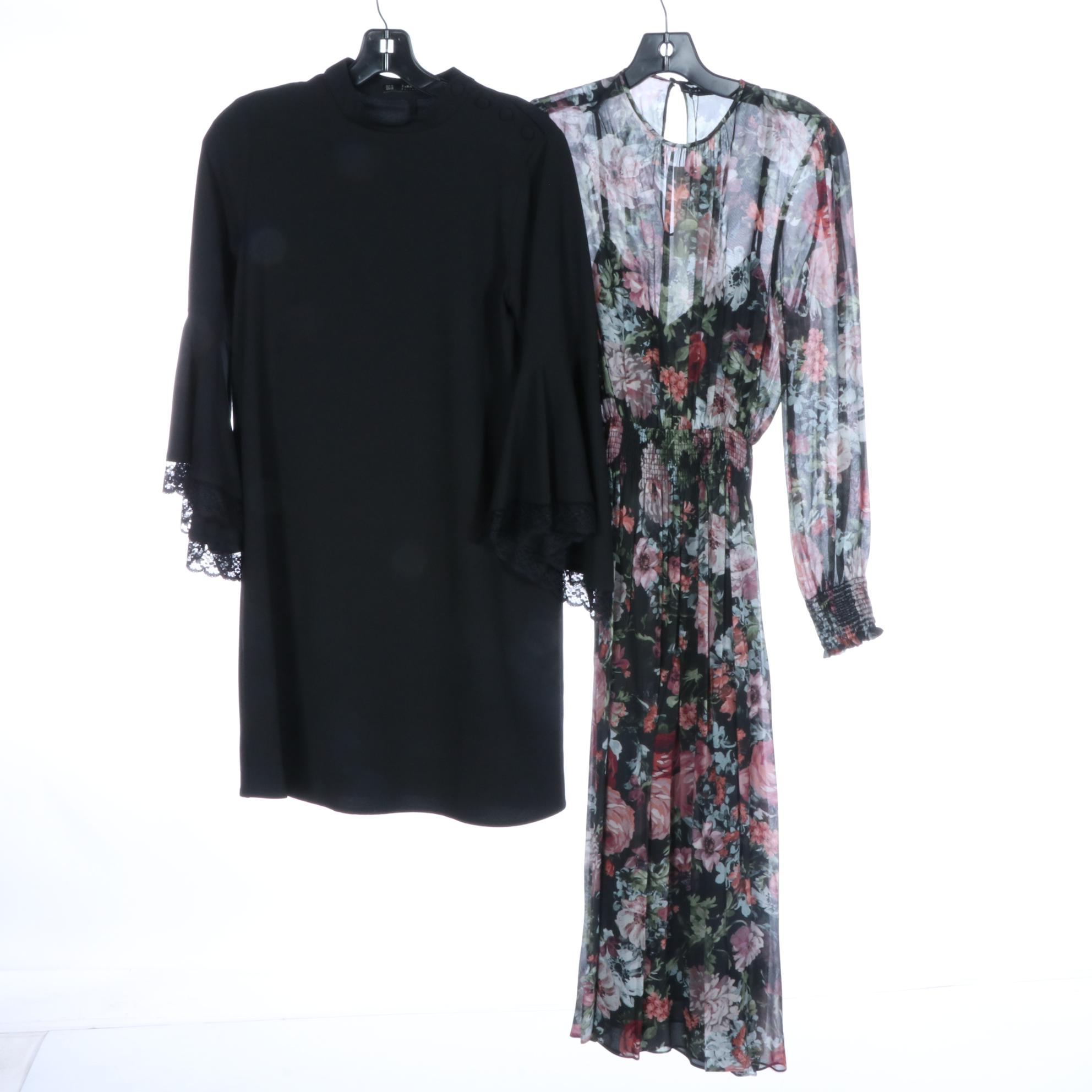 Zara Printed and Embellished Mid-Length Dresses