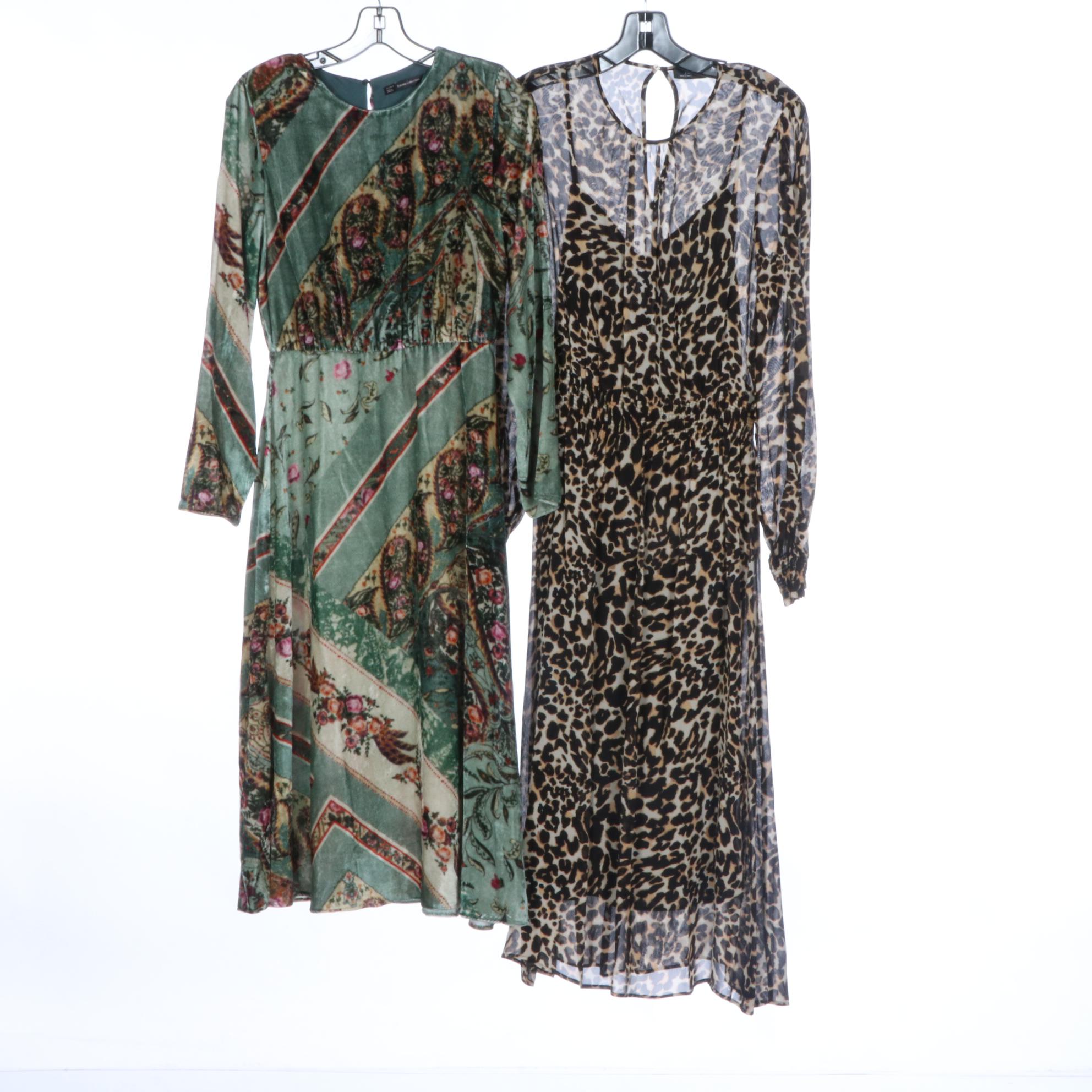 Zara Printed and Embellished Mid-Length Dresses