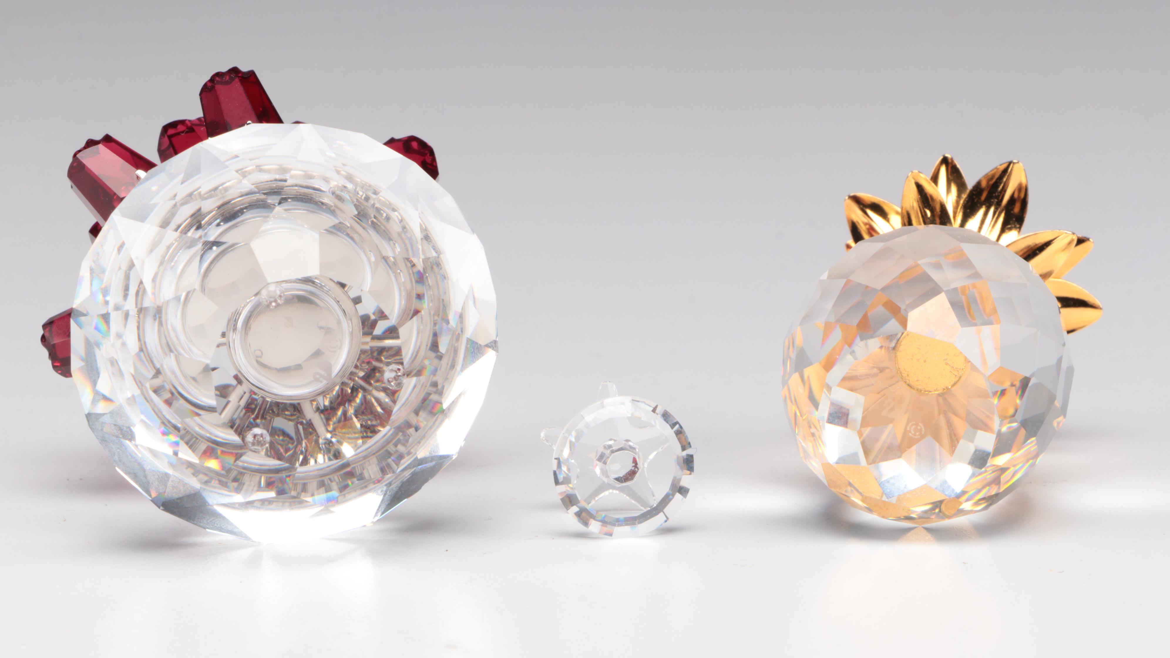 Swarovski Crystal Flower Vase With Grand Piano and Other Figurines