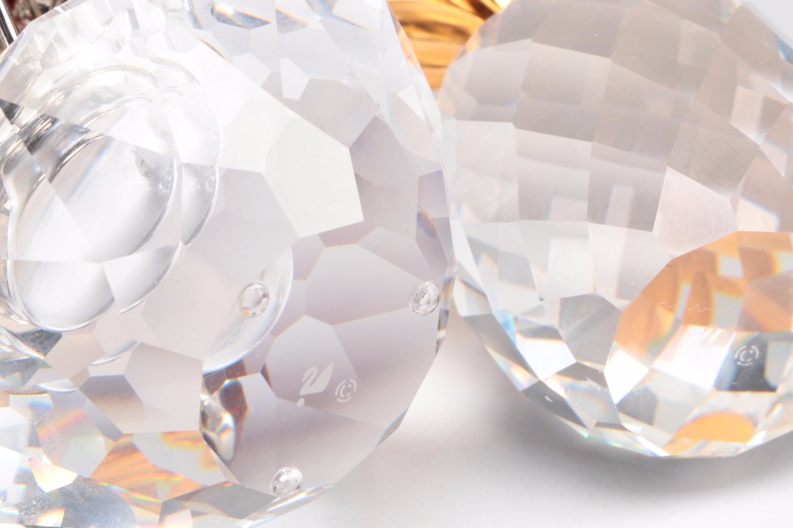 Swarovski Crystal Flower Vase With Grand Piano and Other Figurines