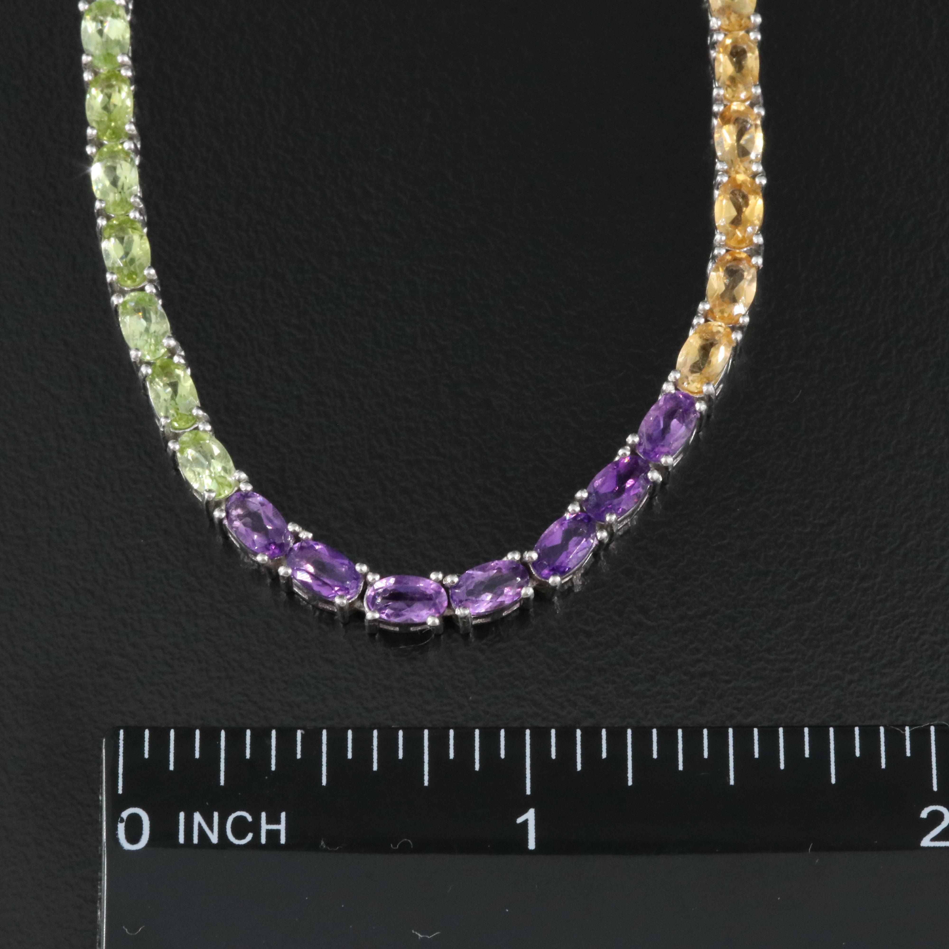 Sterling Necklace Including Amethyst, Topaz and Garnet
