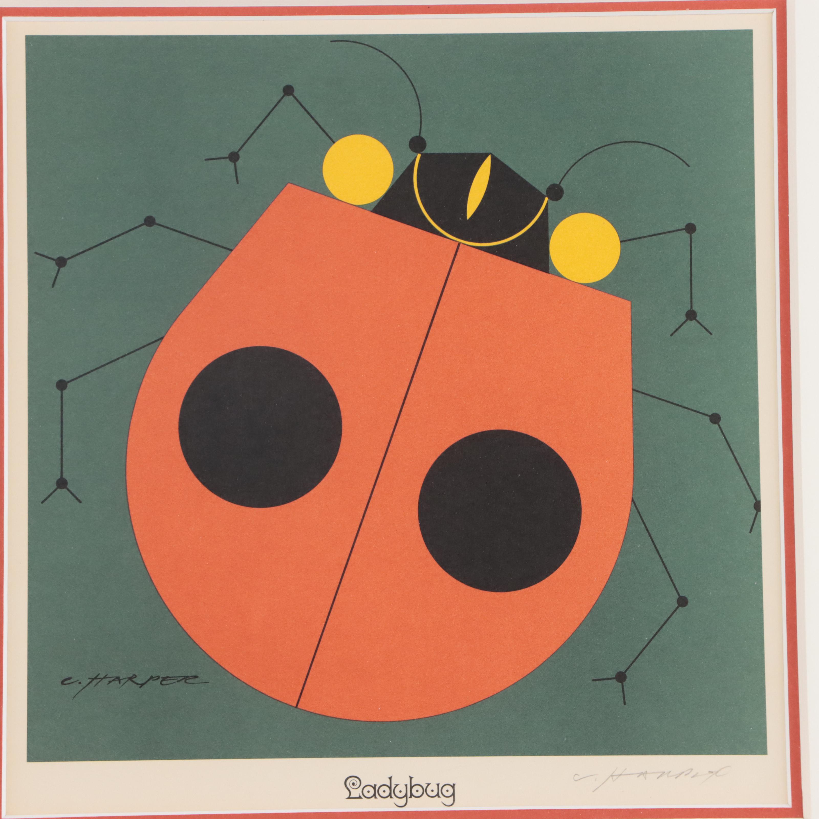 Charley Harper Lithograph "Ladybug," 1972