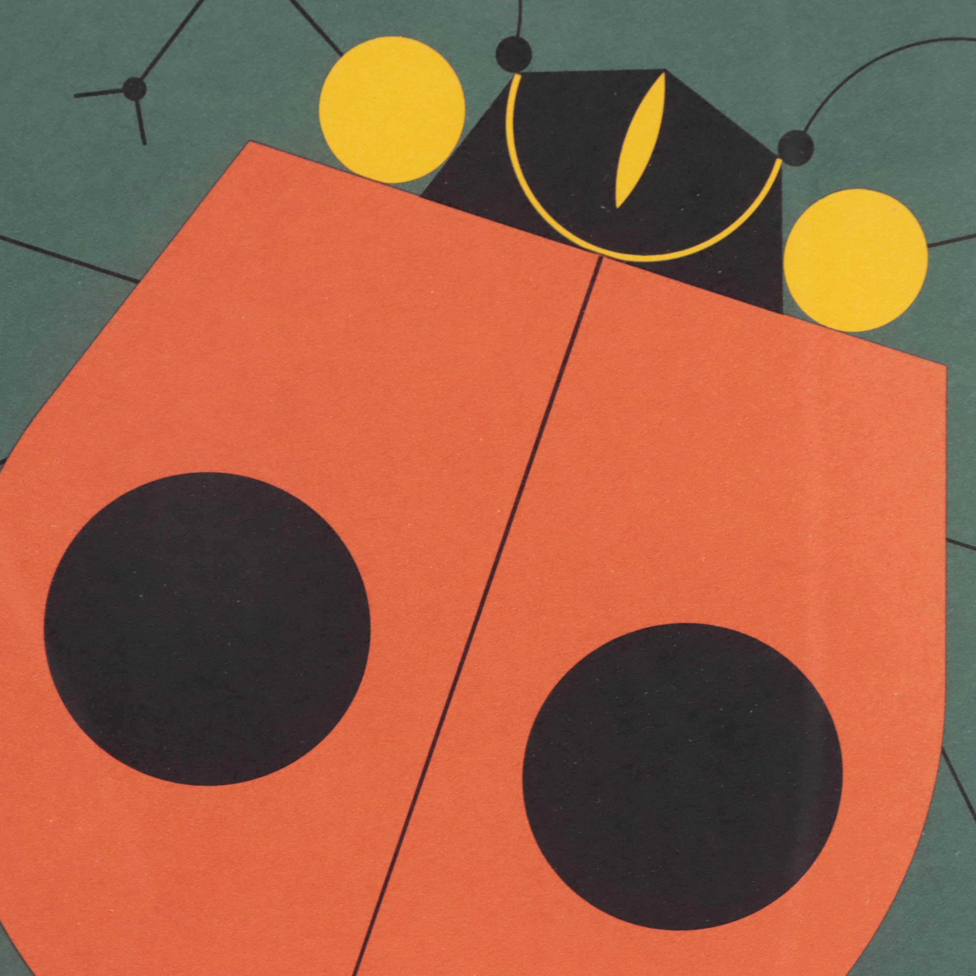 Charley Harper Lithograph "Ladybug," 1972