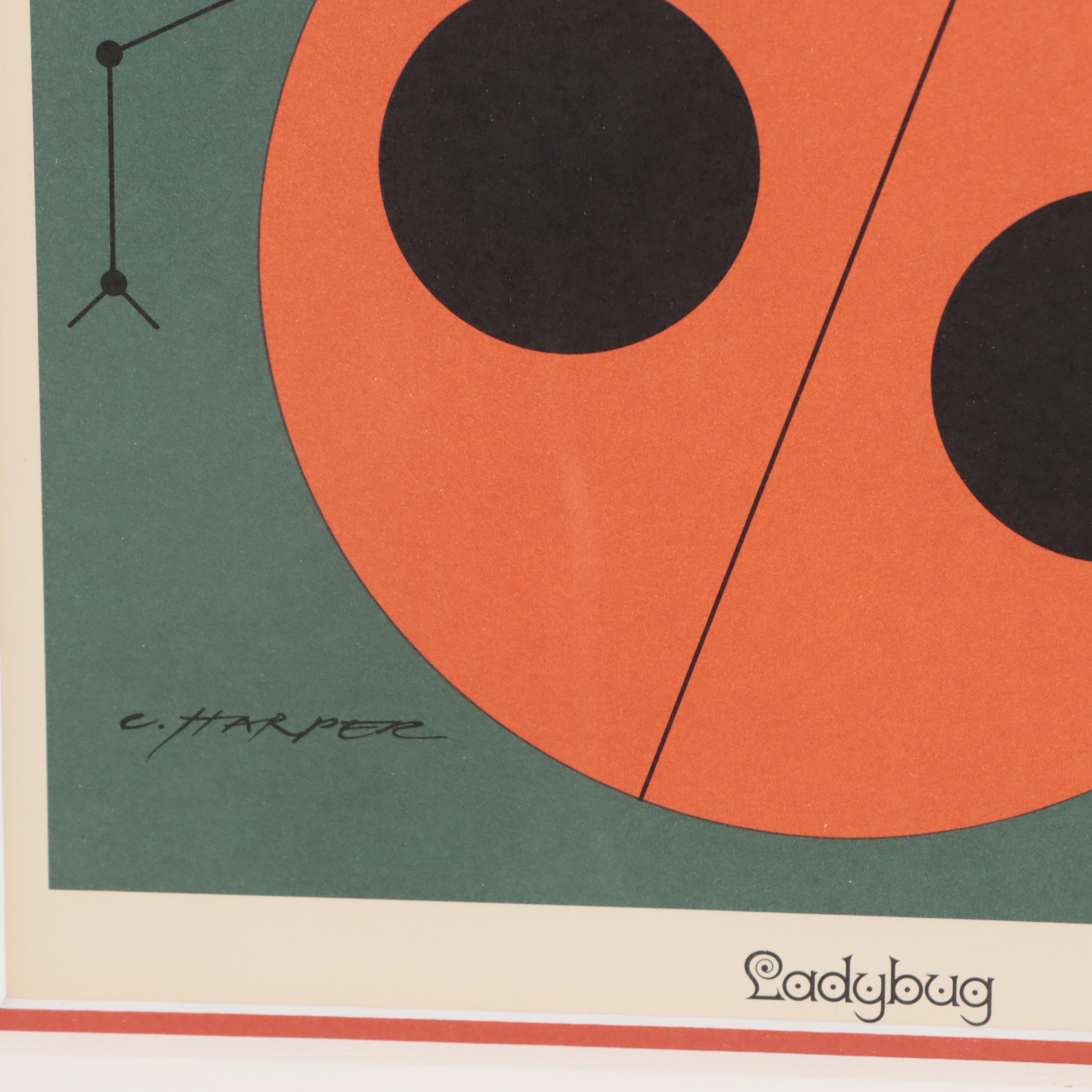 Charley Harper Lithograph "Ladybug," 1972