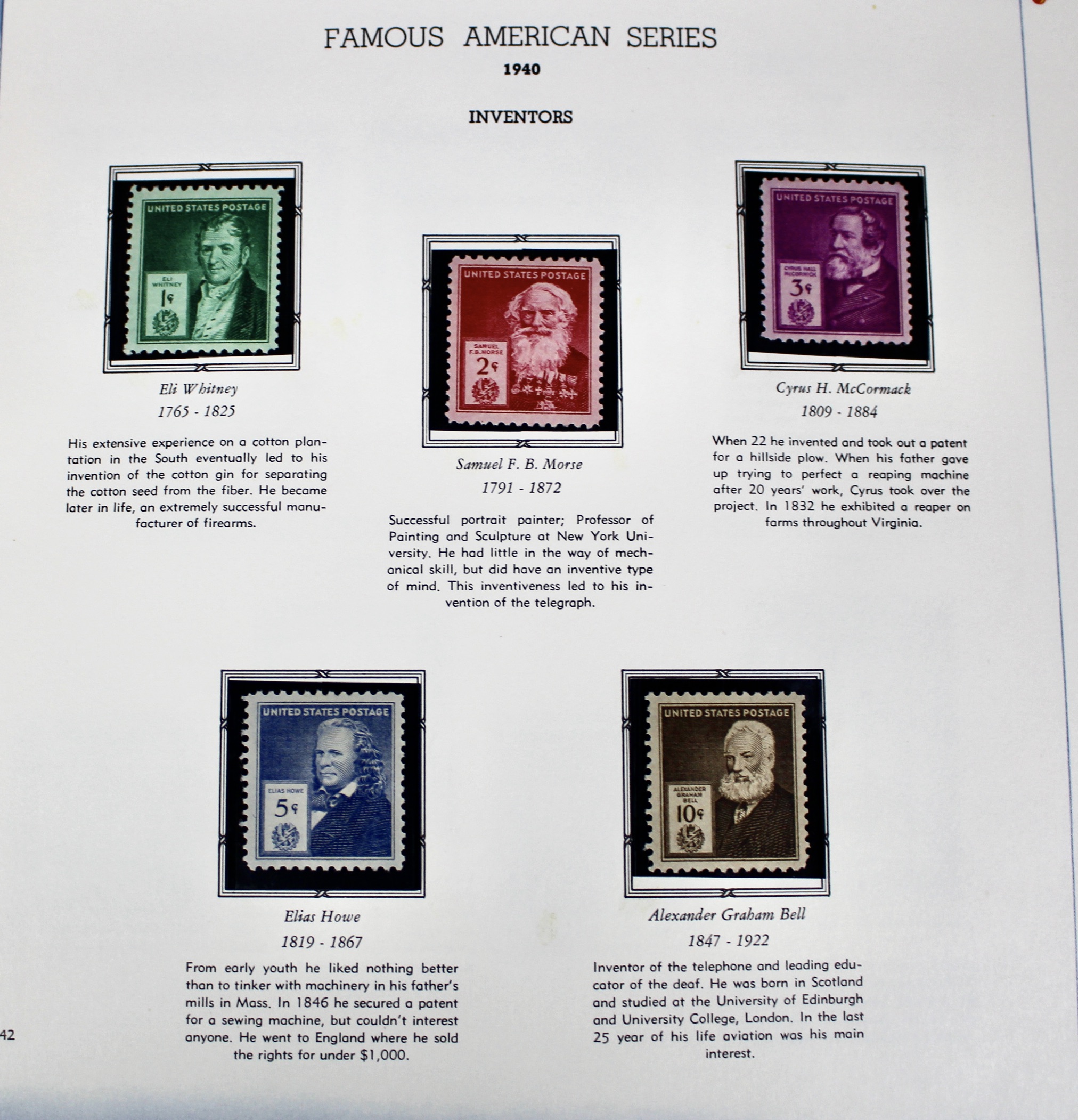 U.S. Commemorative Postage Stamp Collection, 1893 to 1965