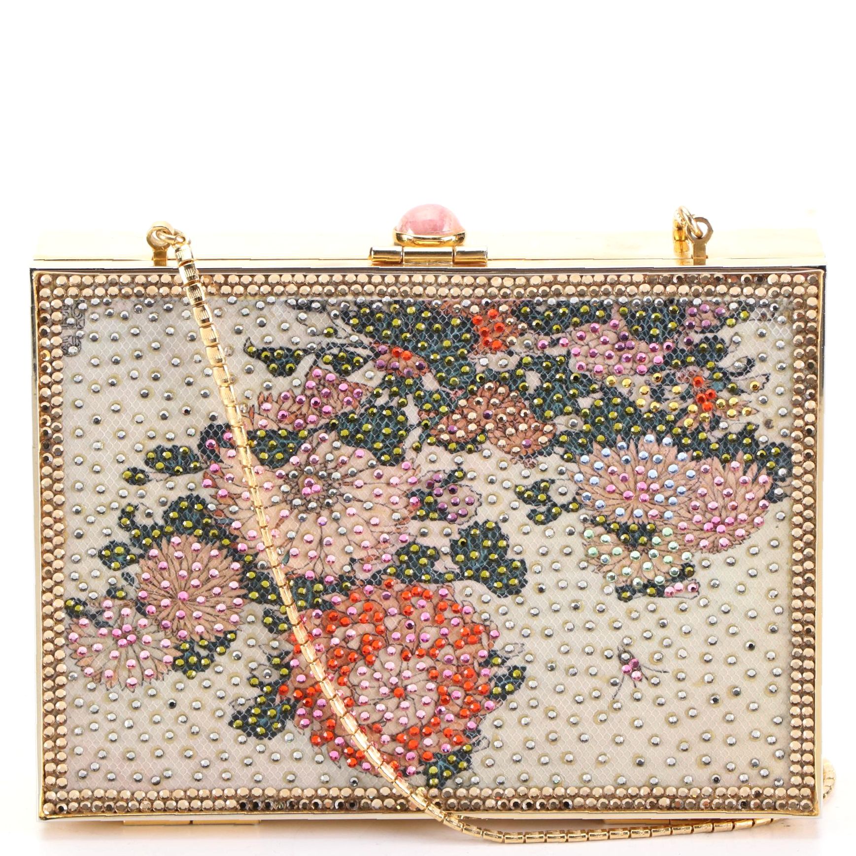 Judith Leiber Floral and Crystal Embellished Minaudière