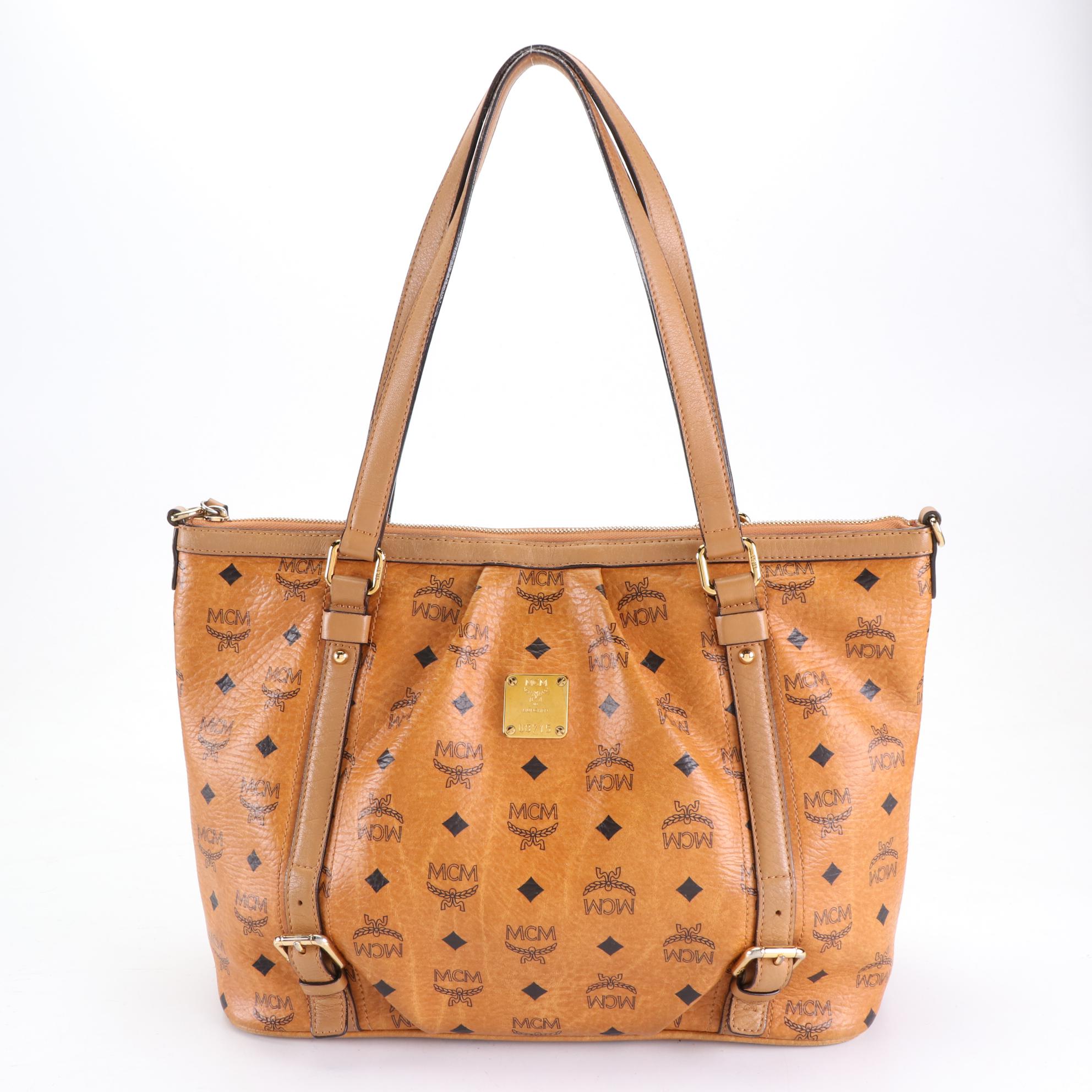 MCM Tote Bag in Cognac Visetos and Leather