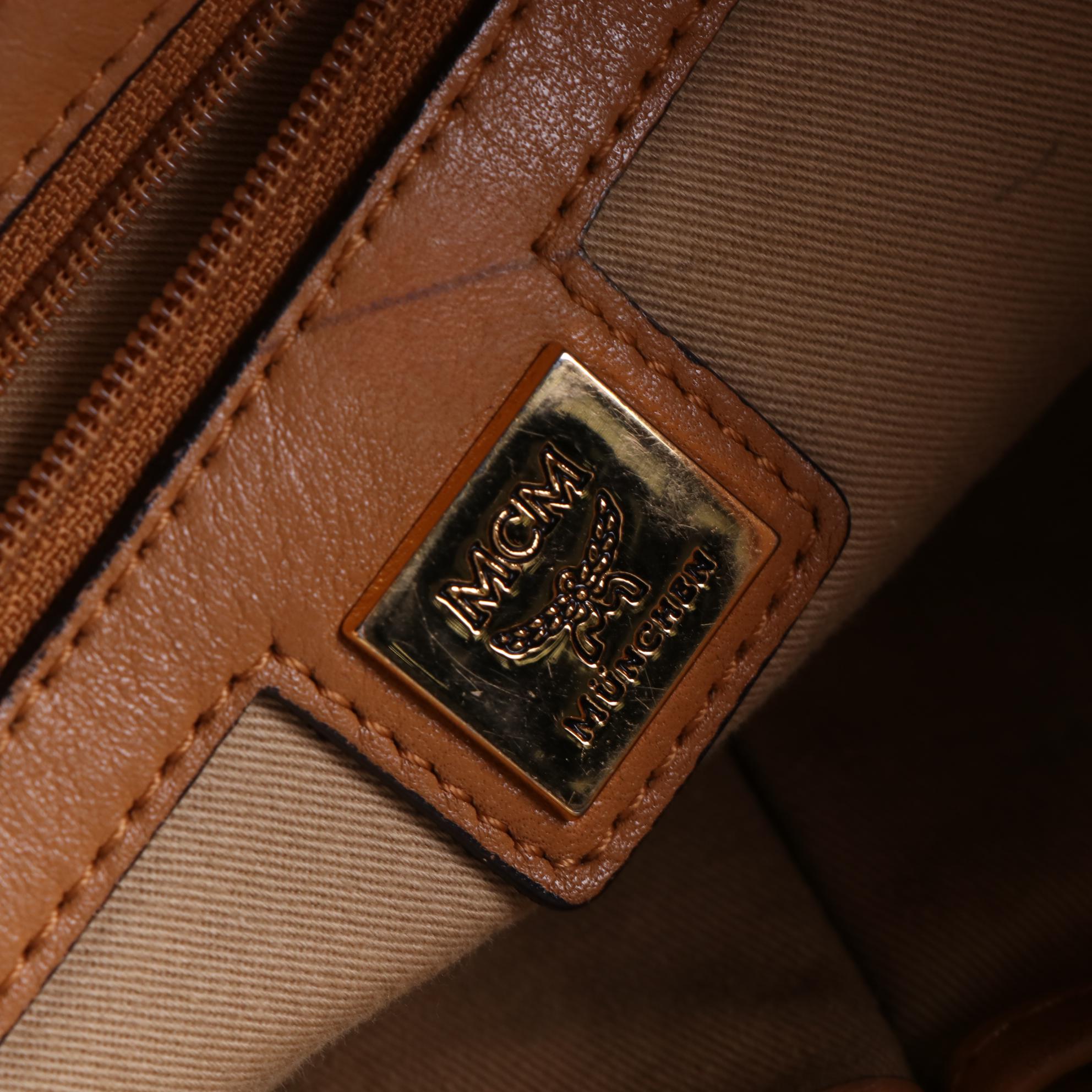 MCM Tote Bag in Cognac Visetos and Leather