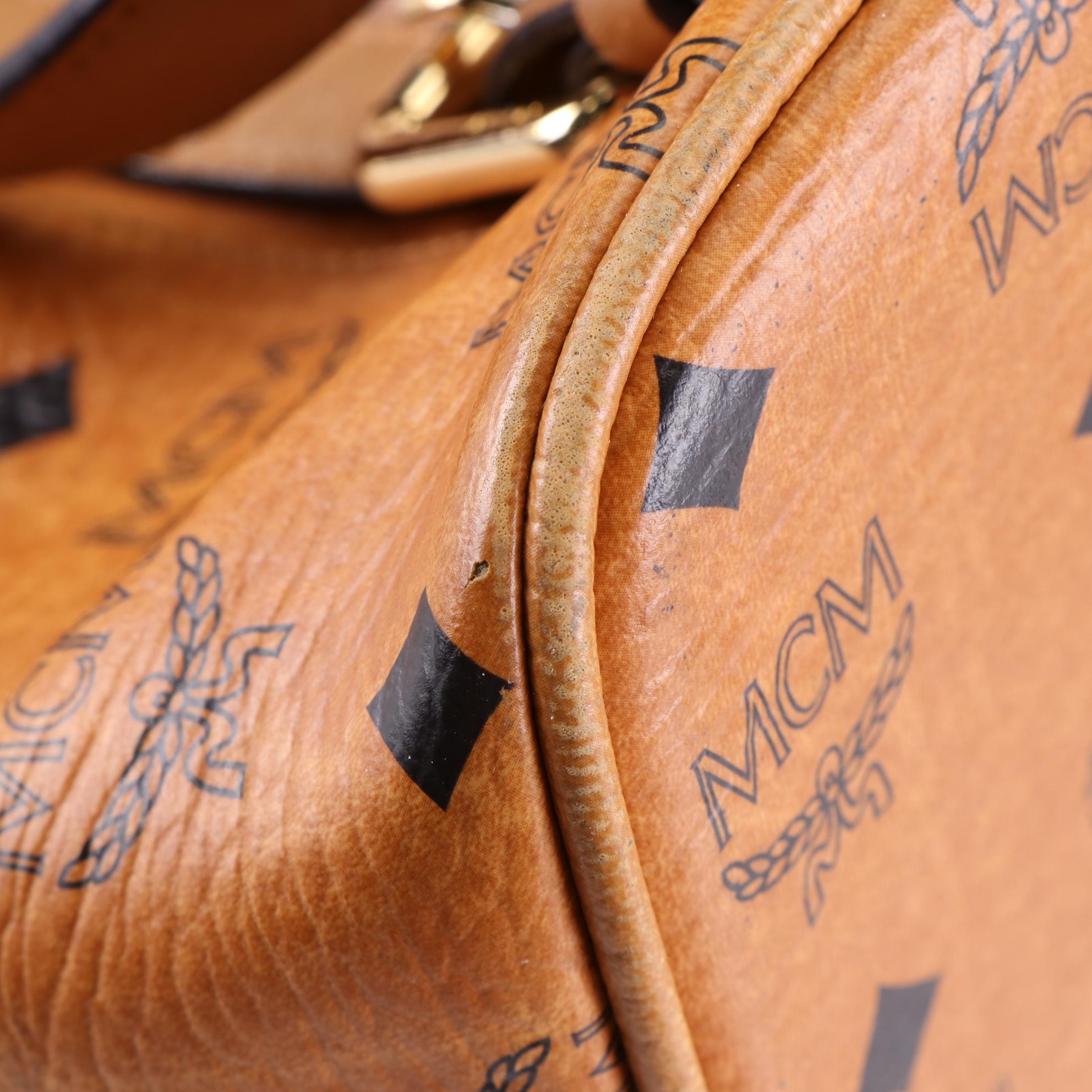 MCM Tote Bag in Cognac Visetos and Leather