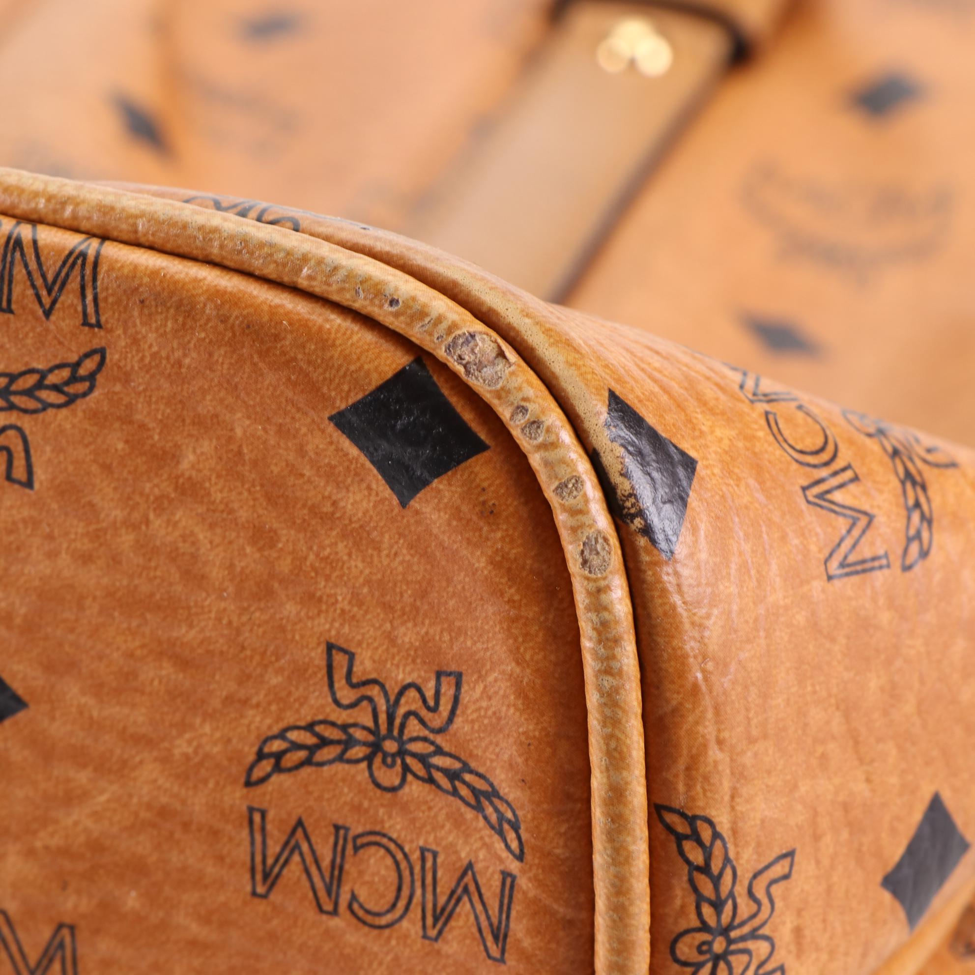 MCM Tote Bag in Cognac Visetos and Leather