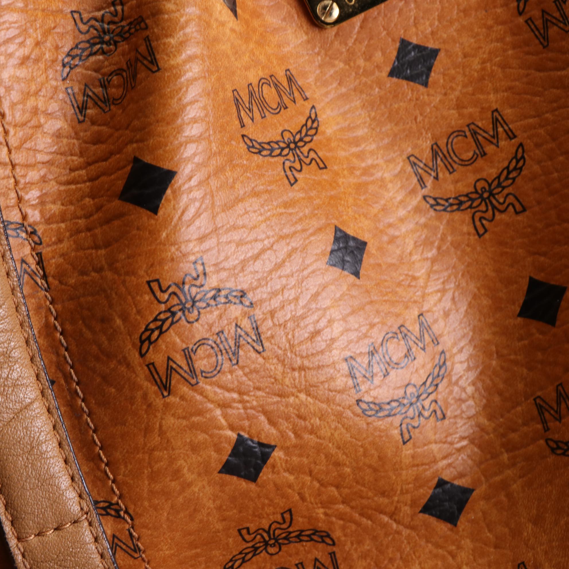 MCM Tote Bag in Cognac Visetos and Leather