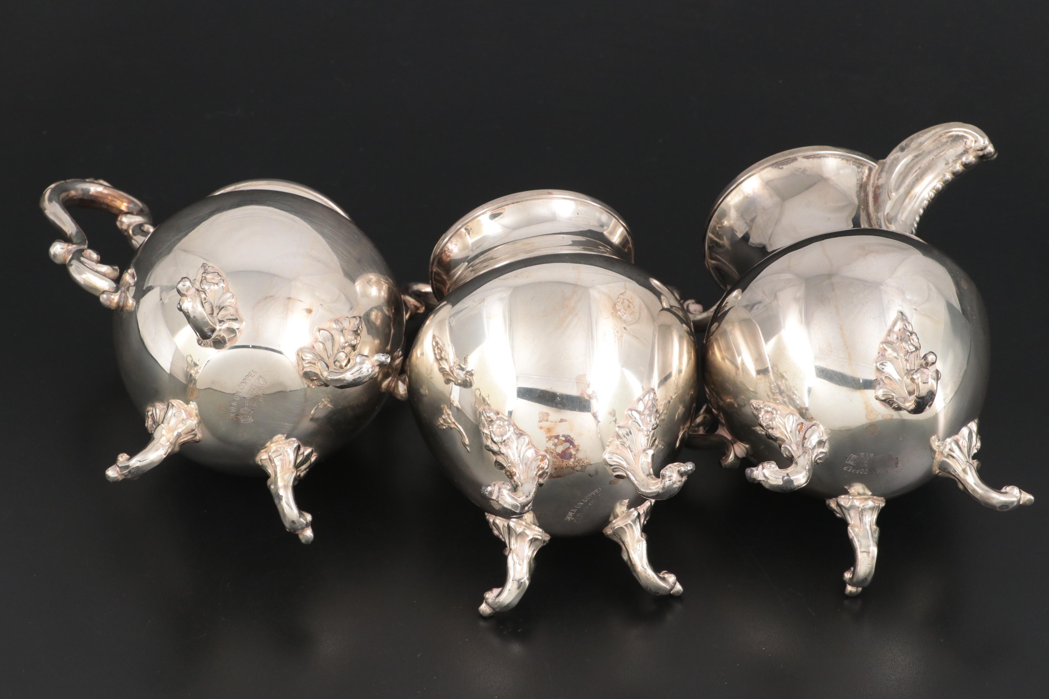 Birmingham Silver Company Silver Plate Tea Service, Mid to Late 20th Century