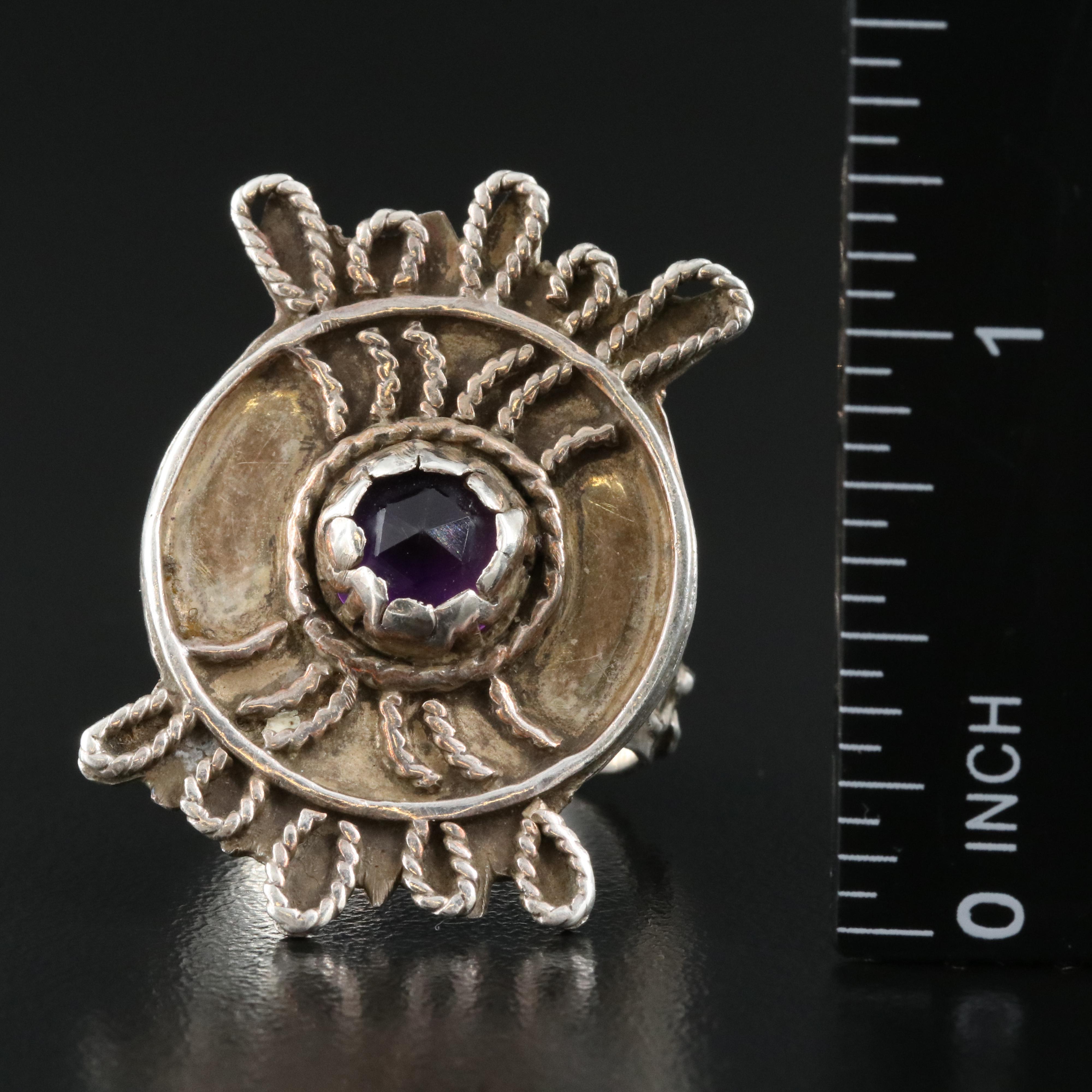 Sterling Amethyst Ring with Rope Detail