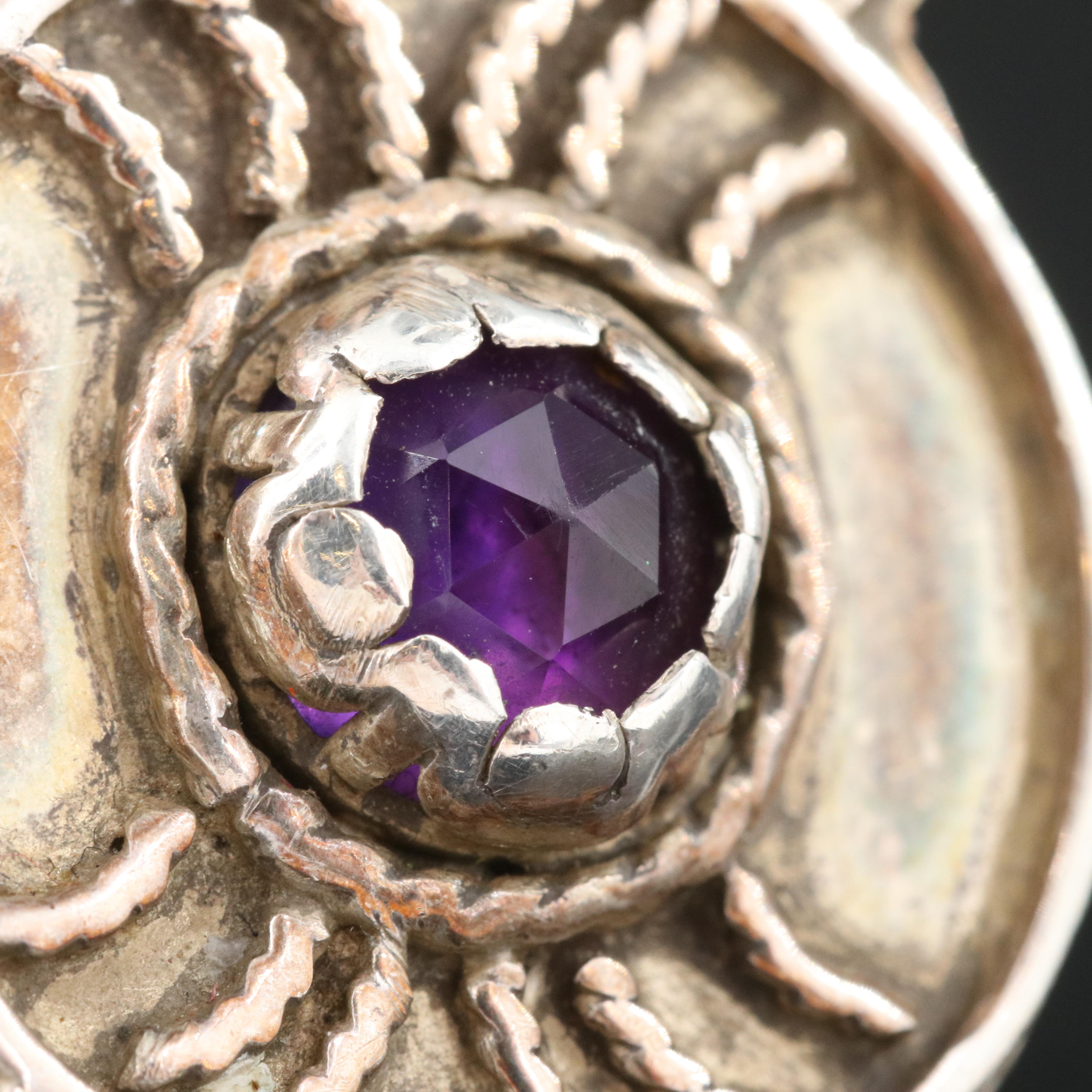 Sterling Amethyst Ring with Rope Detail