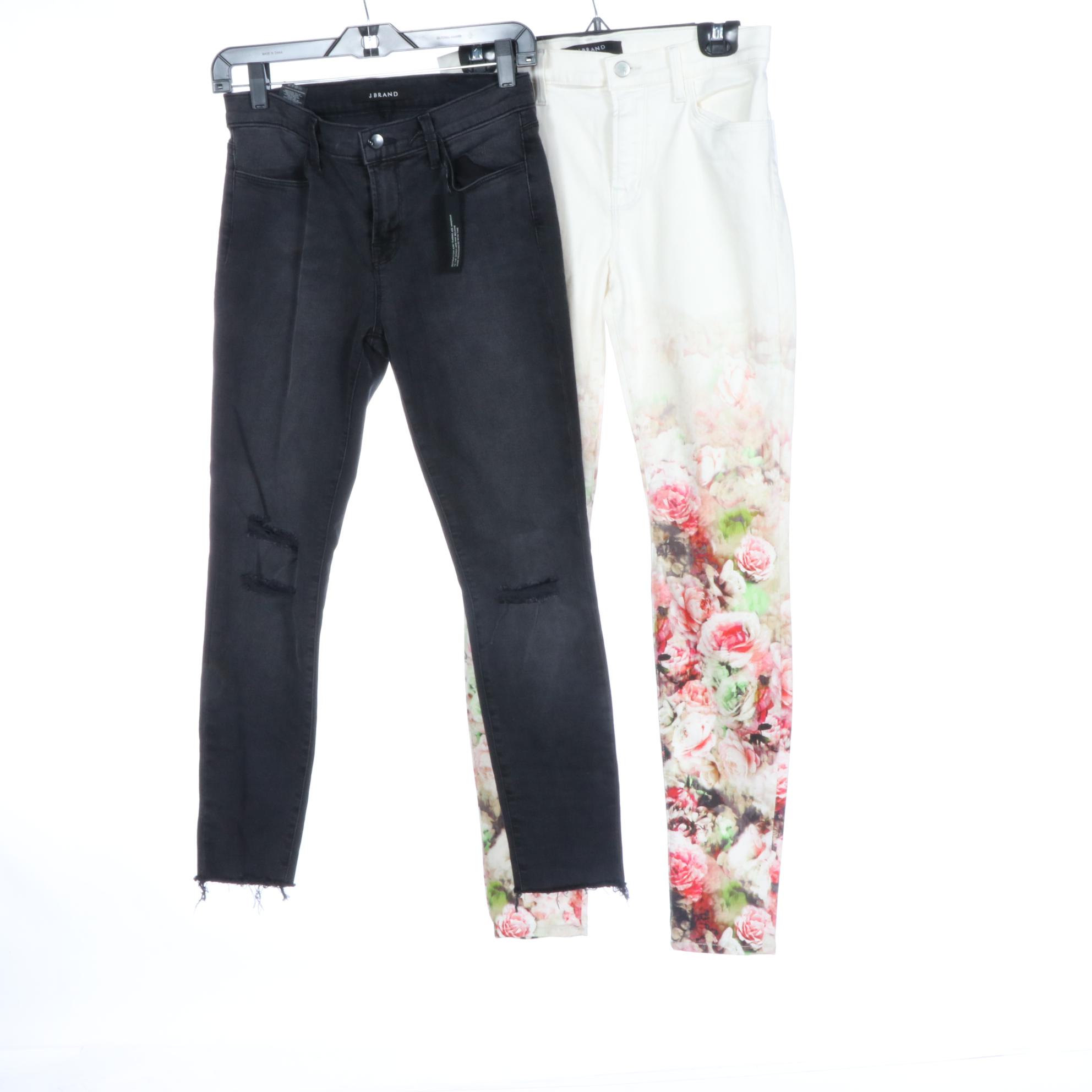 J Brand Floral Printed and Embossed Jeans