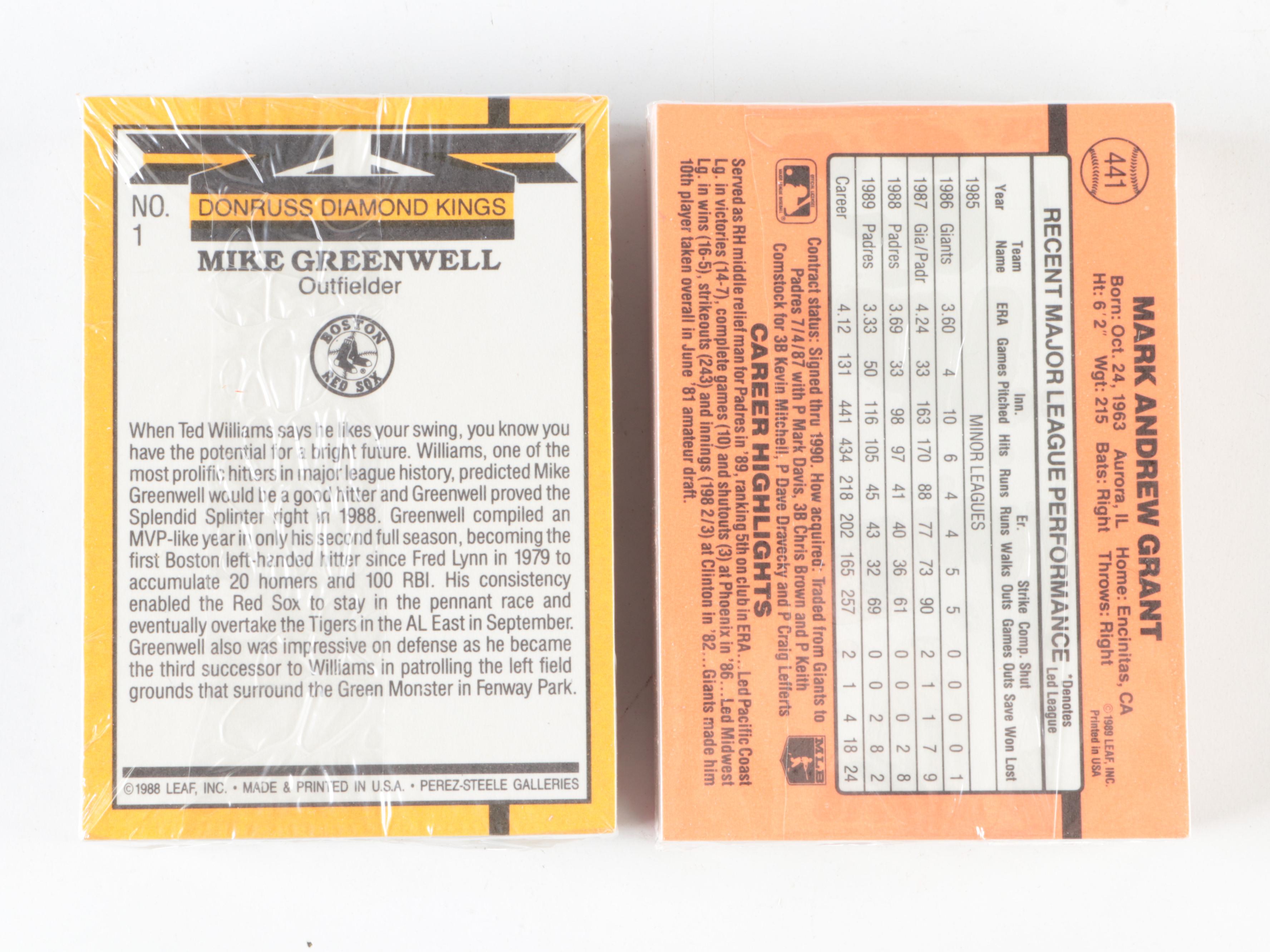 1983 to 1990 Donruss Baseball Cards Near Sets with Canseco, More