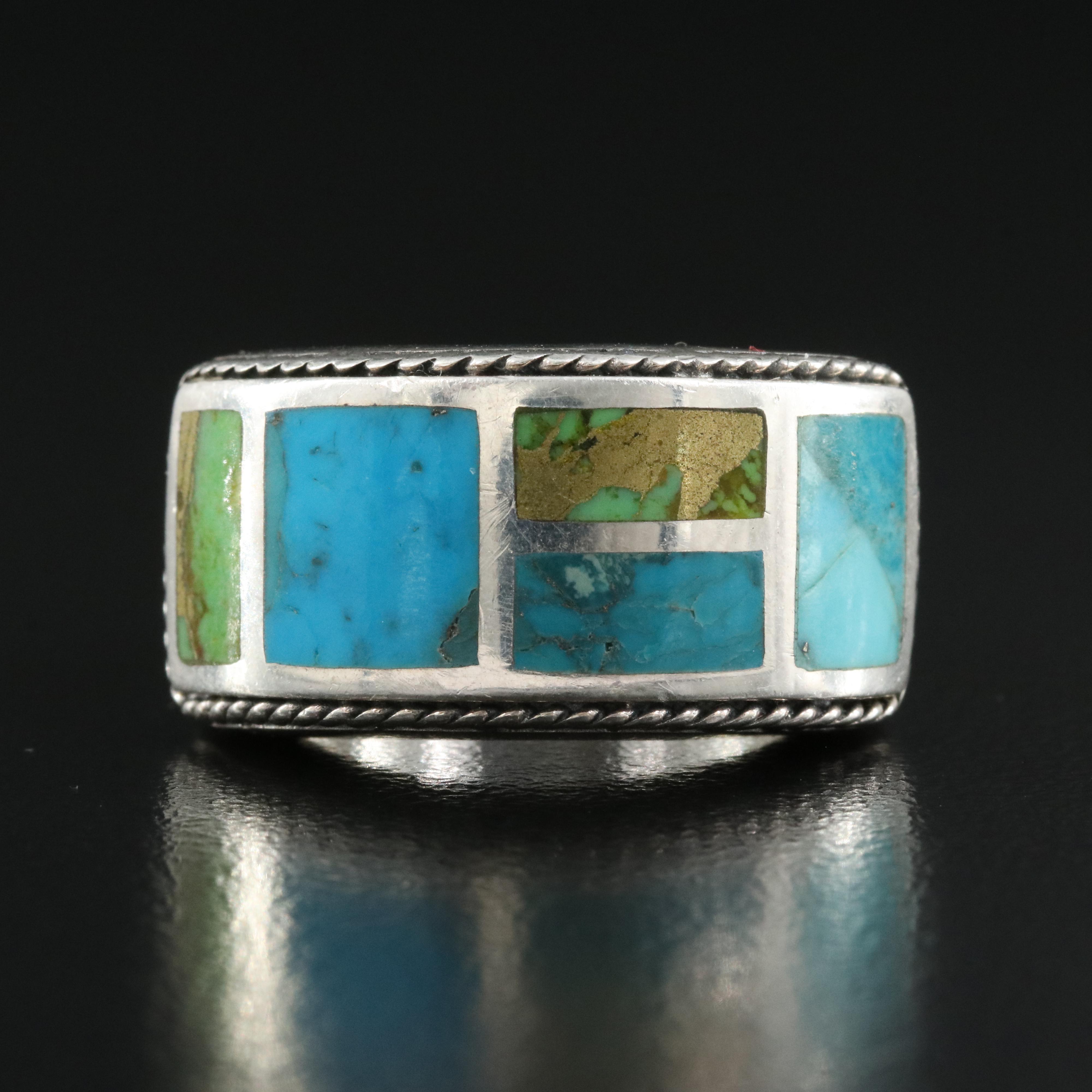Sterling Turquoise and Gaspeite Ring