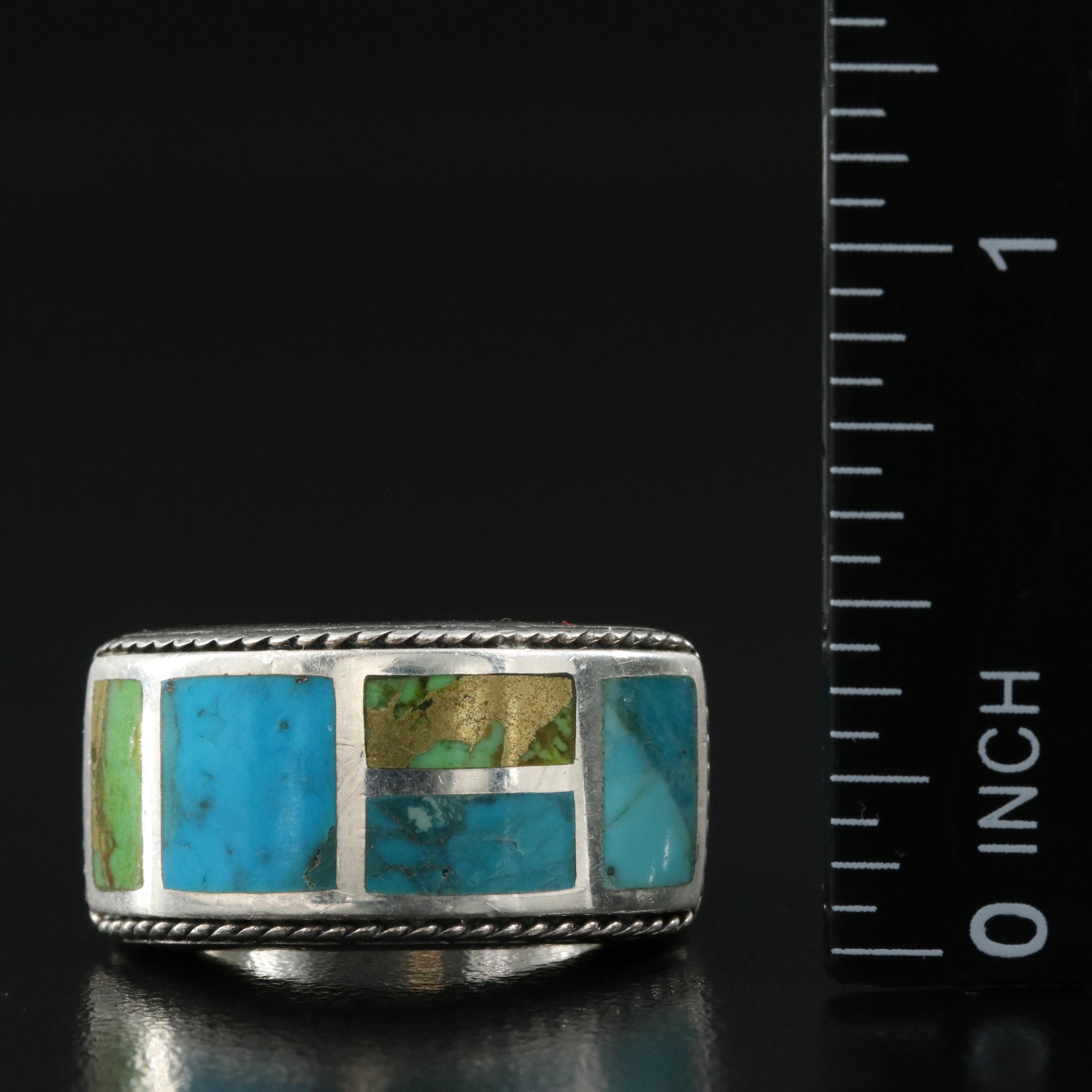 Sterling Turquoise and Gaspeite Ring