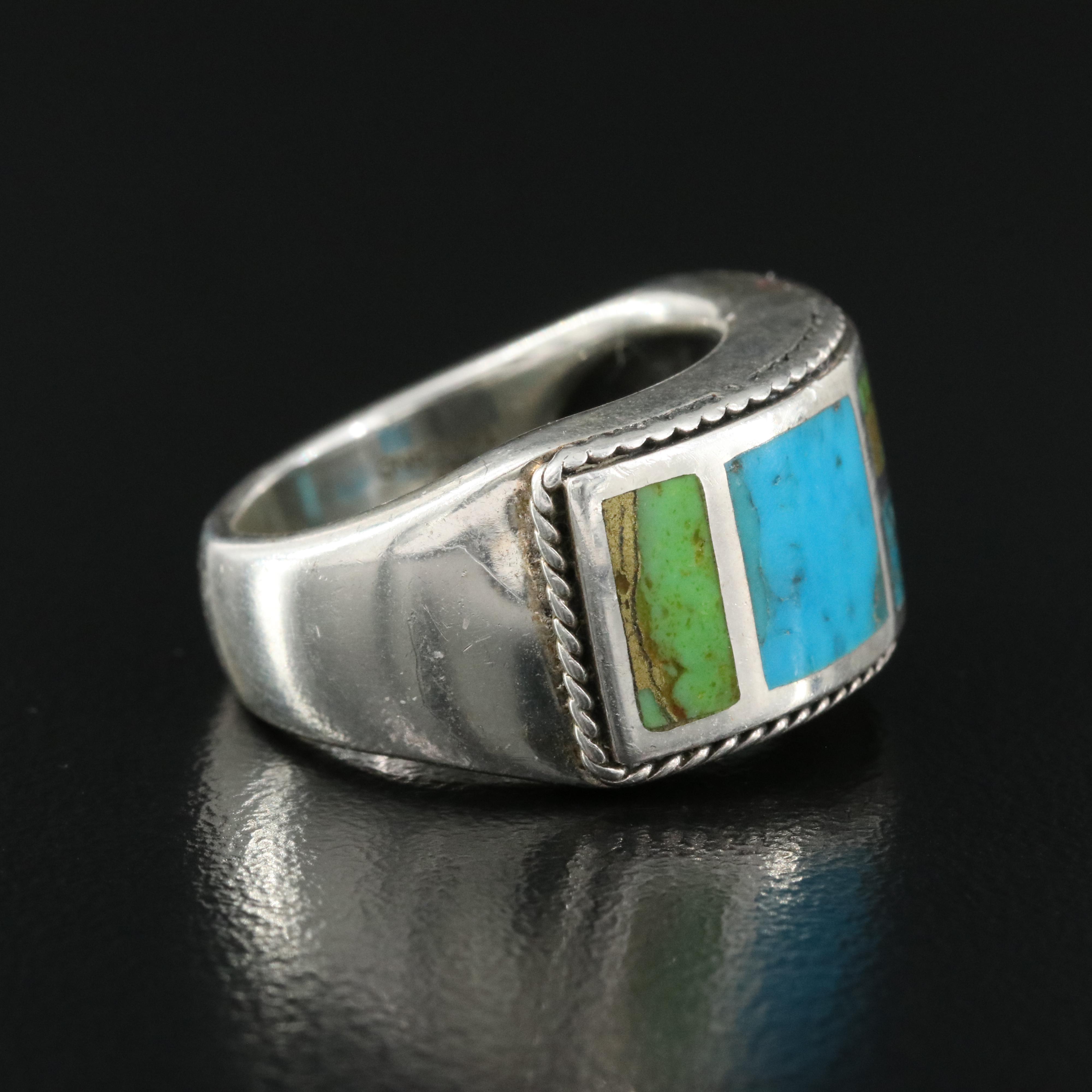 Sterling Turquoise and Gaspeite Ring