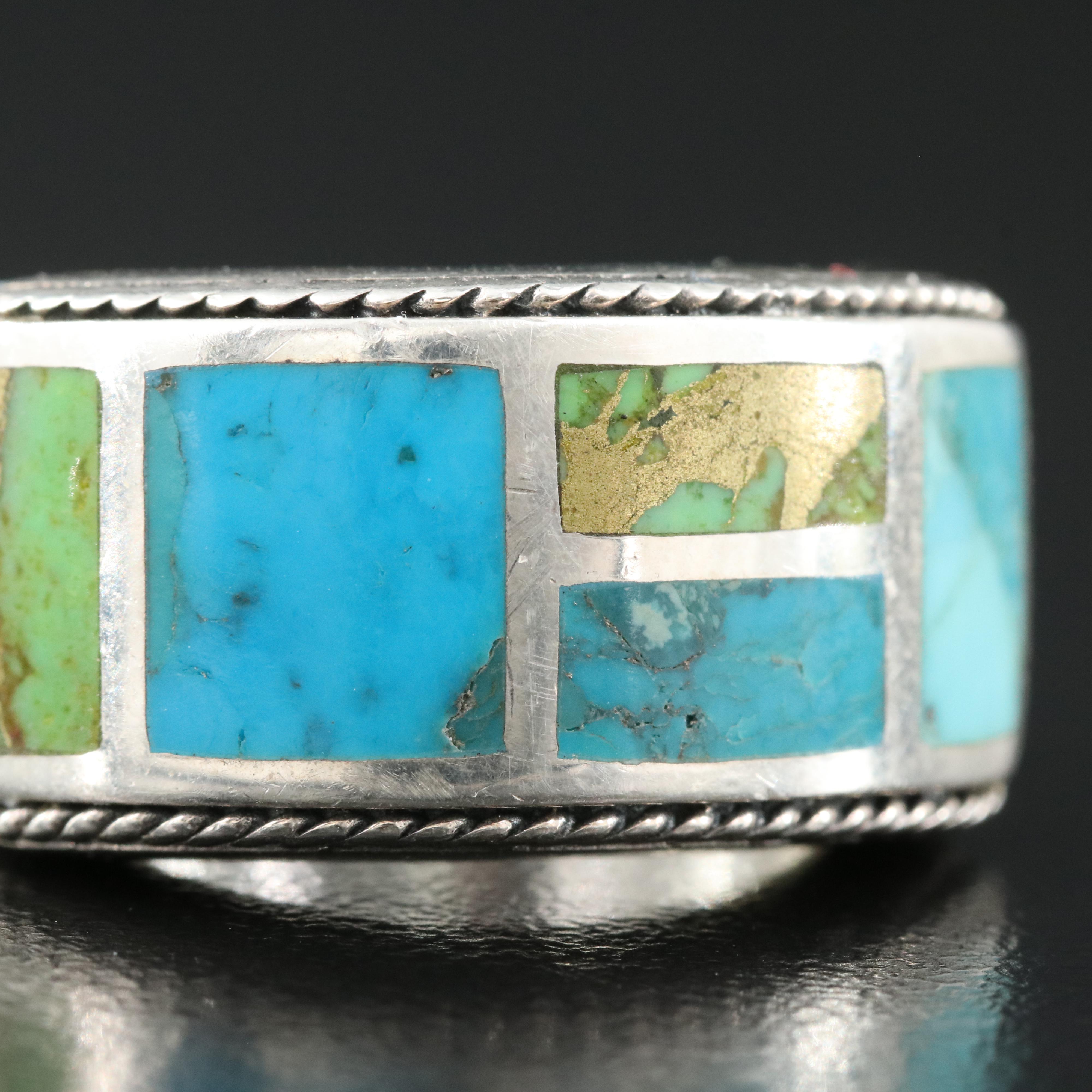 Sterling Turquoise and Gaspeite Ring