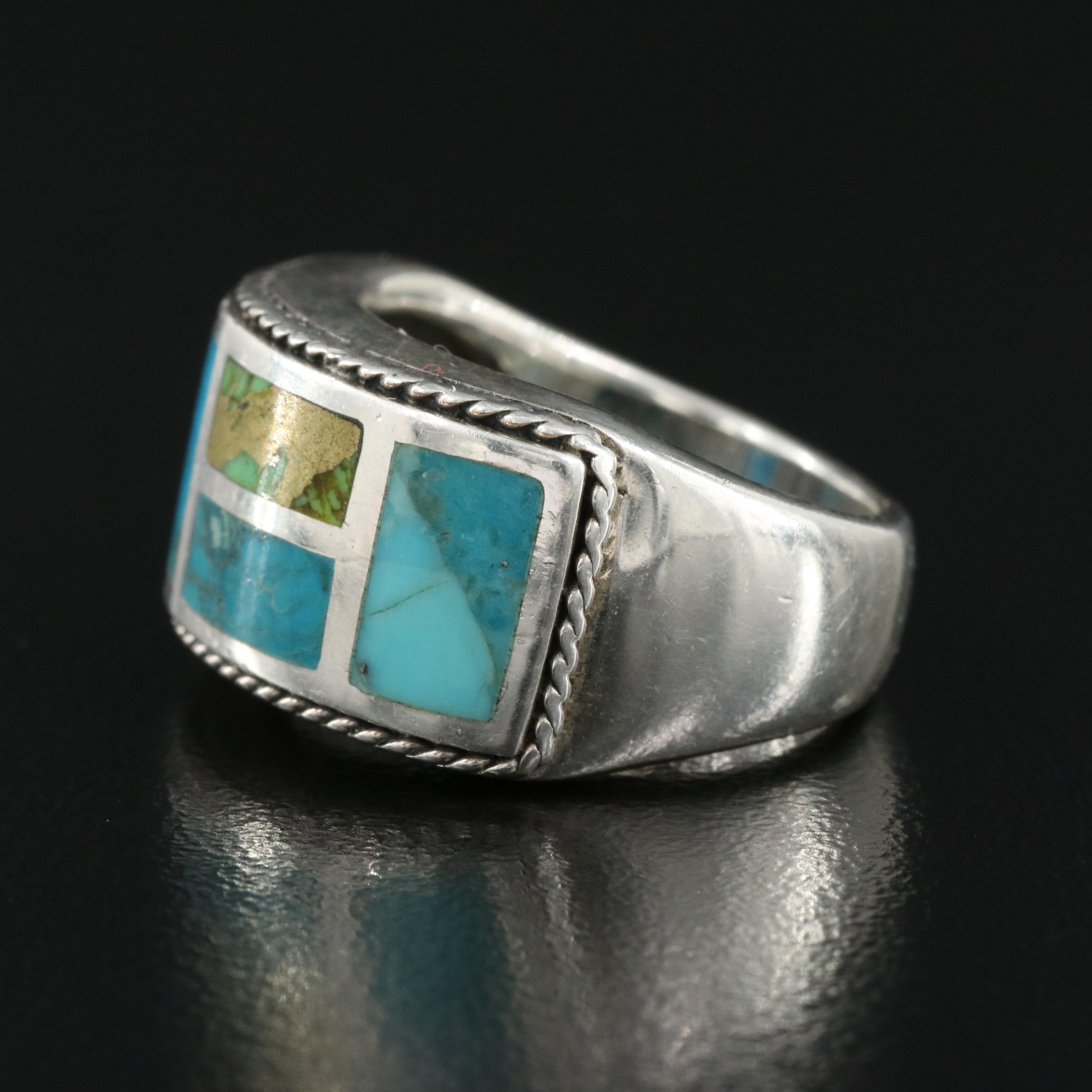 Sterling Turquoise and Gaspeite Ring