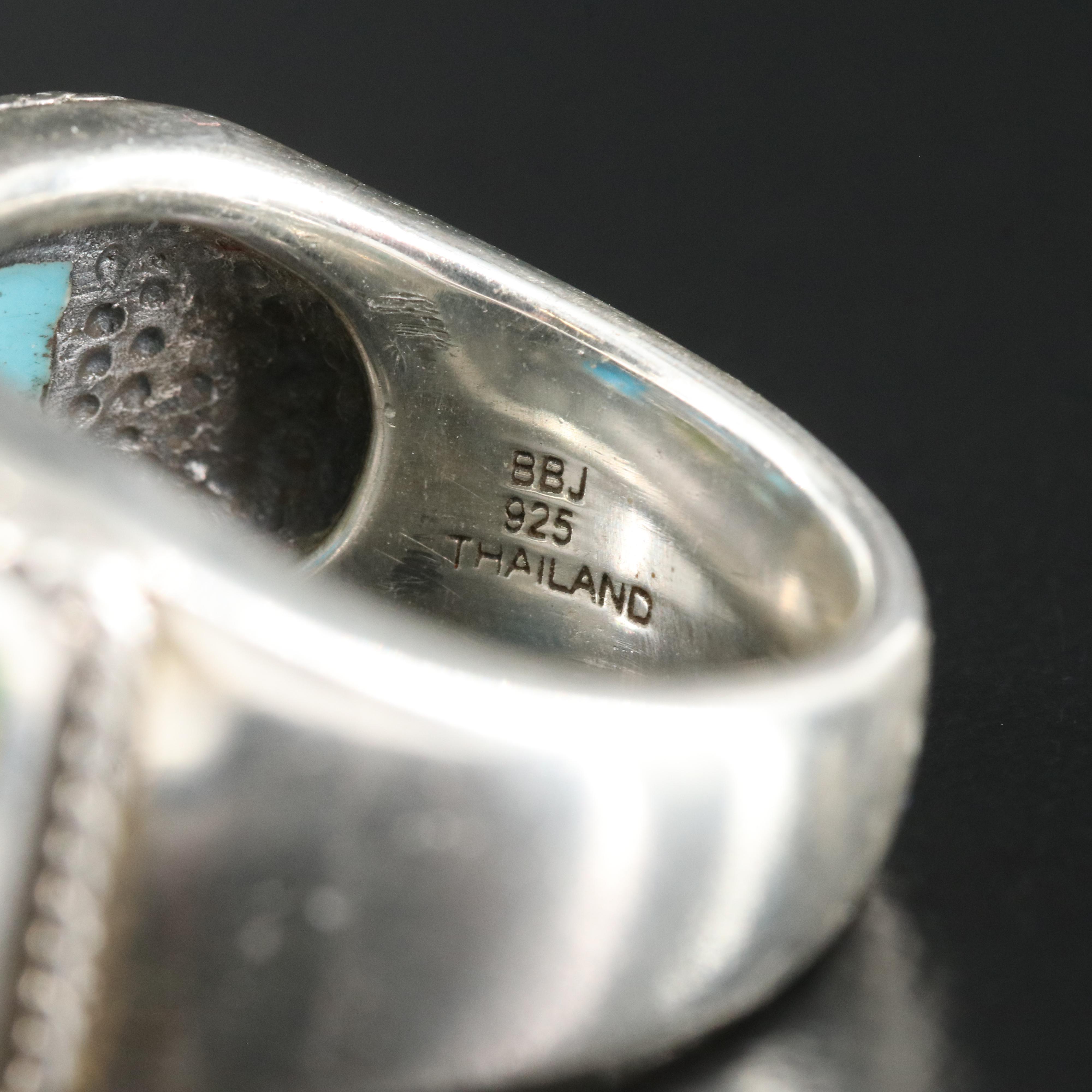 Sterling Turquoise and Gaspeite Ring