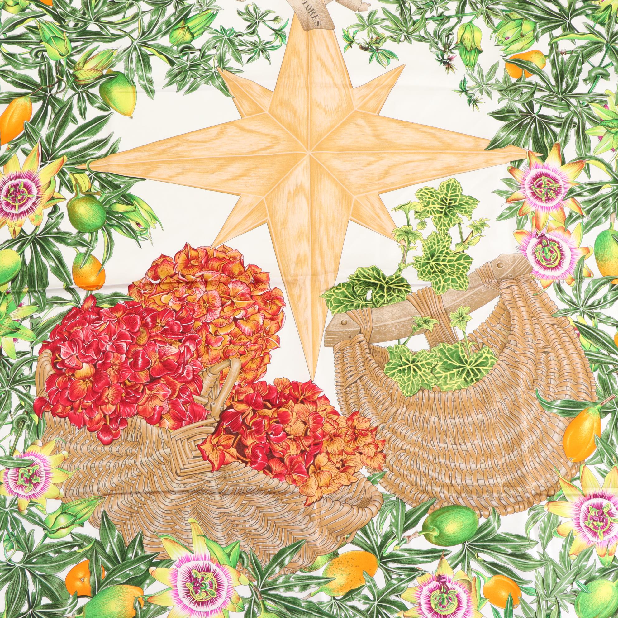 Hermès "Passiflores" Scarf 90 in Silk Twill with Sleeve