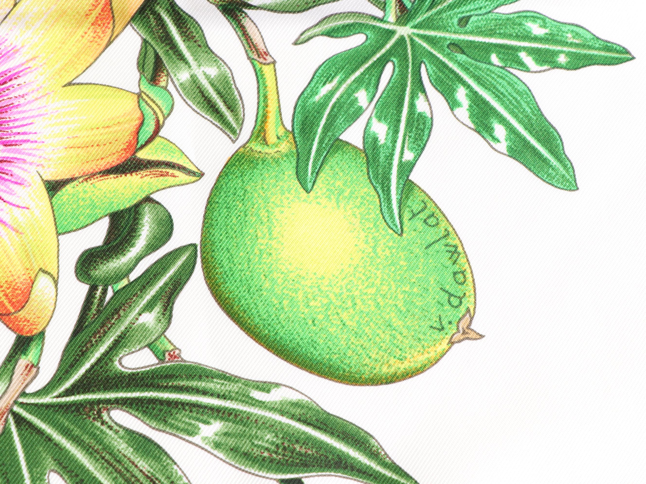 Hermès "Passiflores" Scarf 90 in Silk Twill with Sleeve