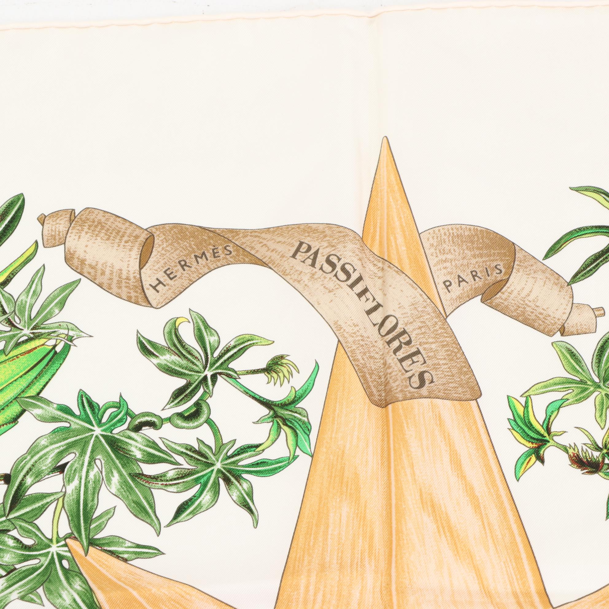 Hermès "Passiflores" Scarf 90 in Silk Twill with Sleeve