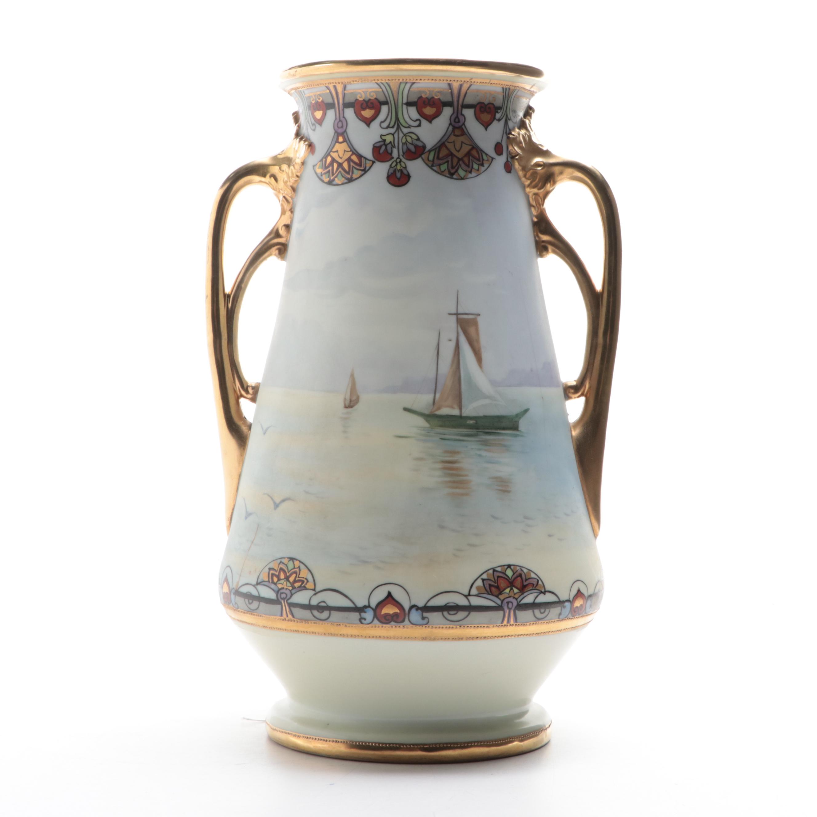Morimura Brothers Nippon Art Nouveau Maritime Double Handled Vase
