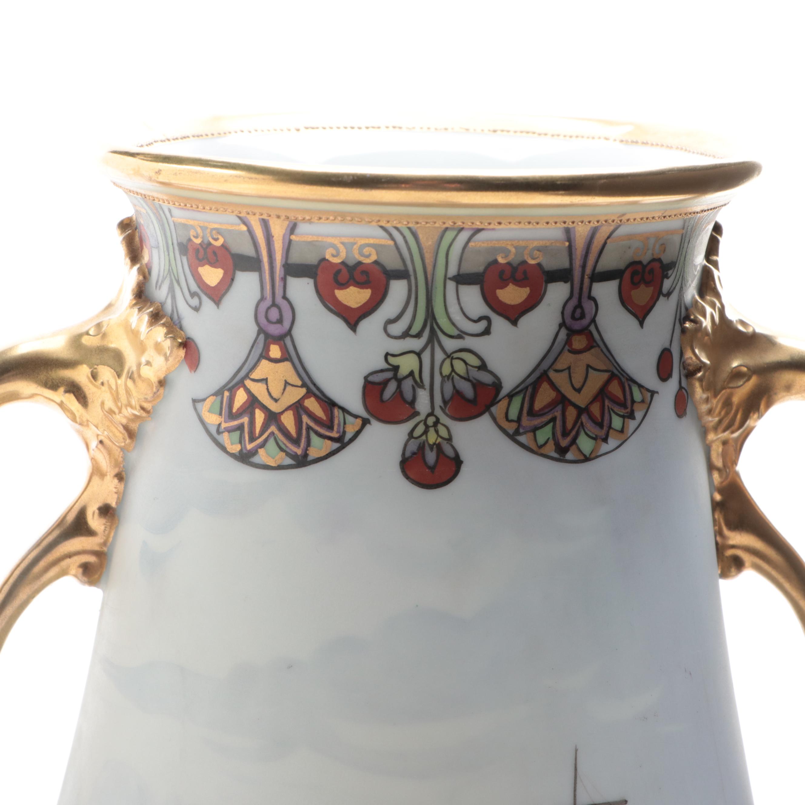 Morimura Brothers Nippon Art Nouveau Maritime Double Handled Vase