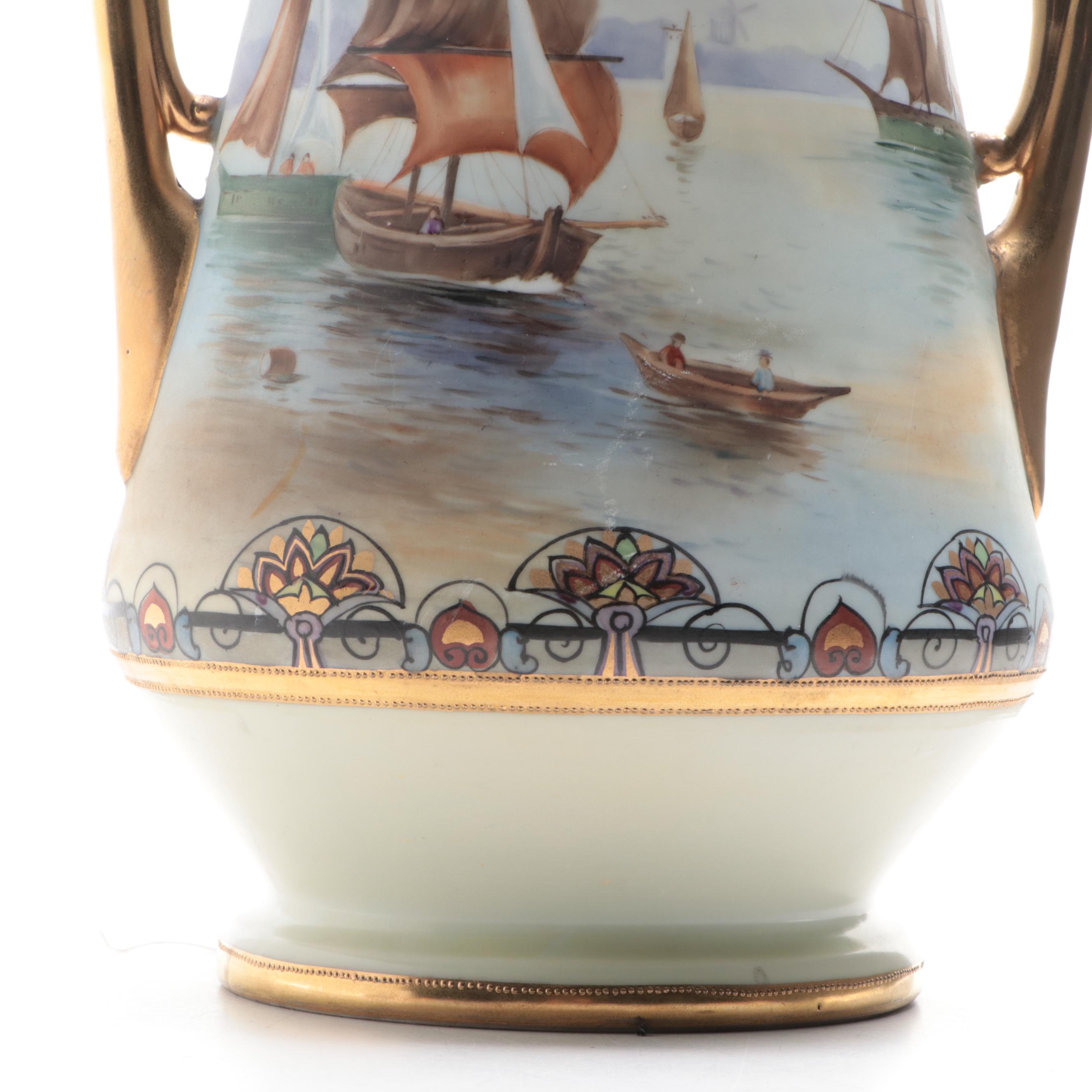 Morimura Brothers Nippon Art Nouveau Maritime Double Handled Vase