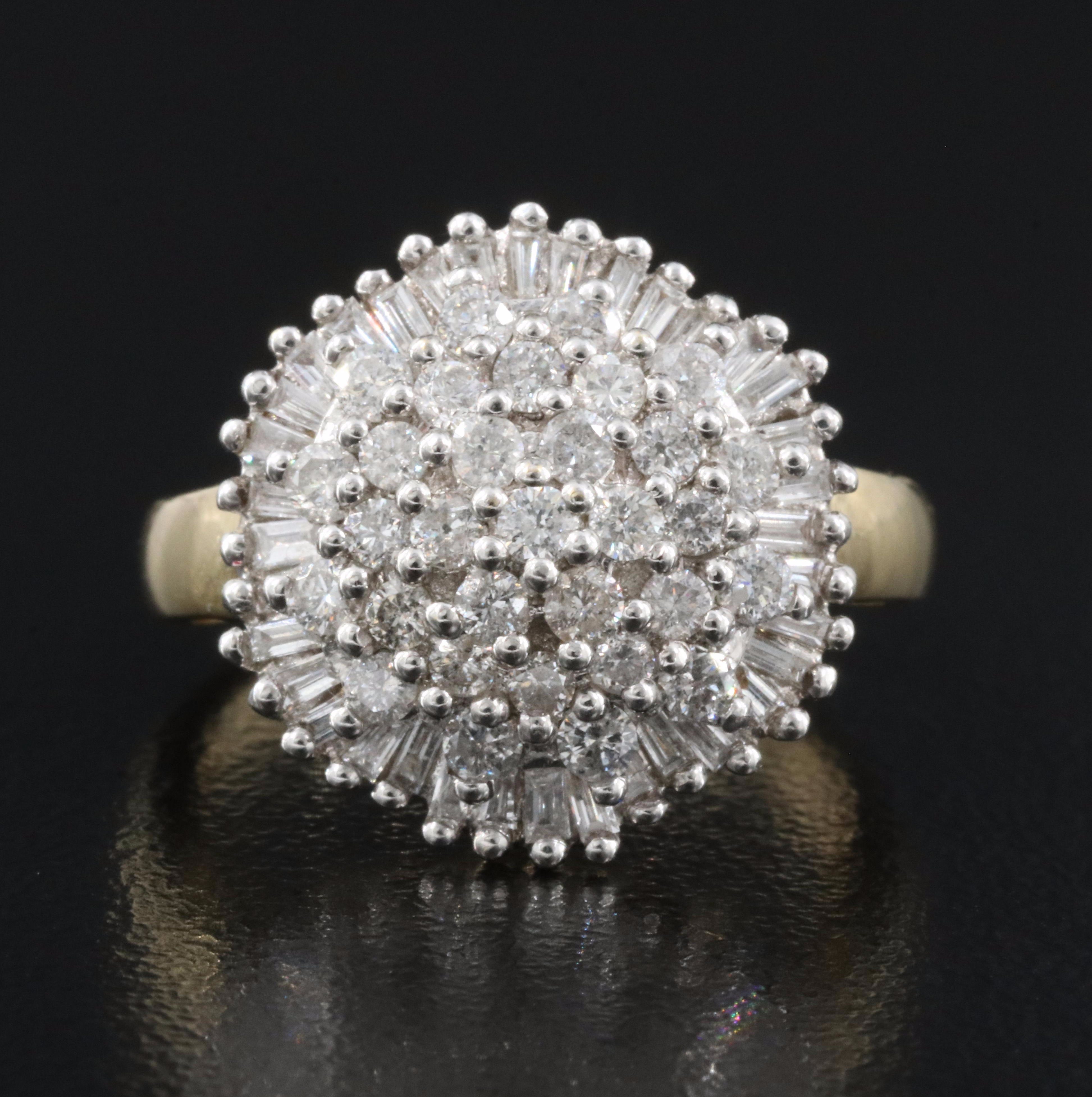 14K 0.98 CTW Diamond Cluster Ring