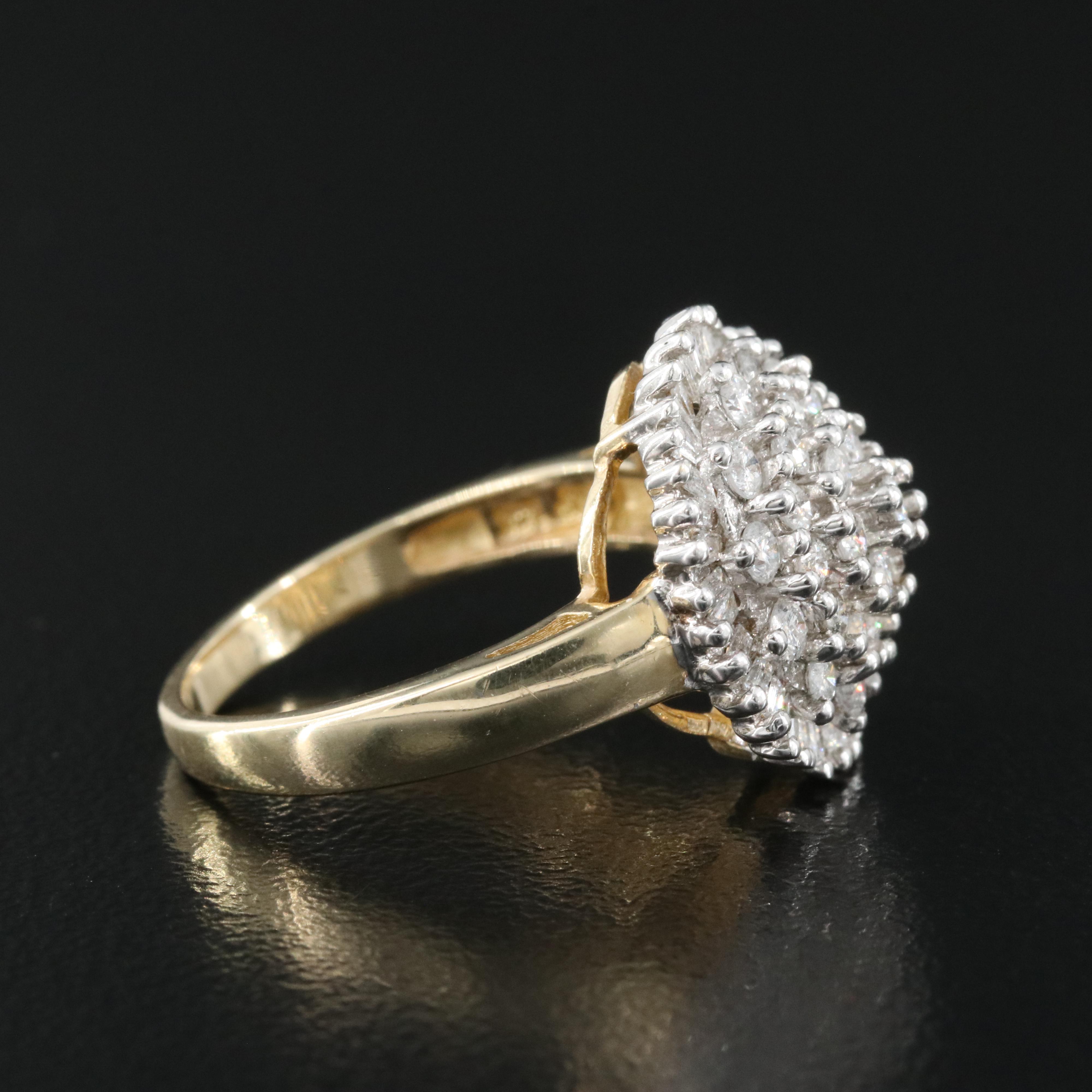 14K 0.98 CTW Diamond Cluster Ring