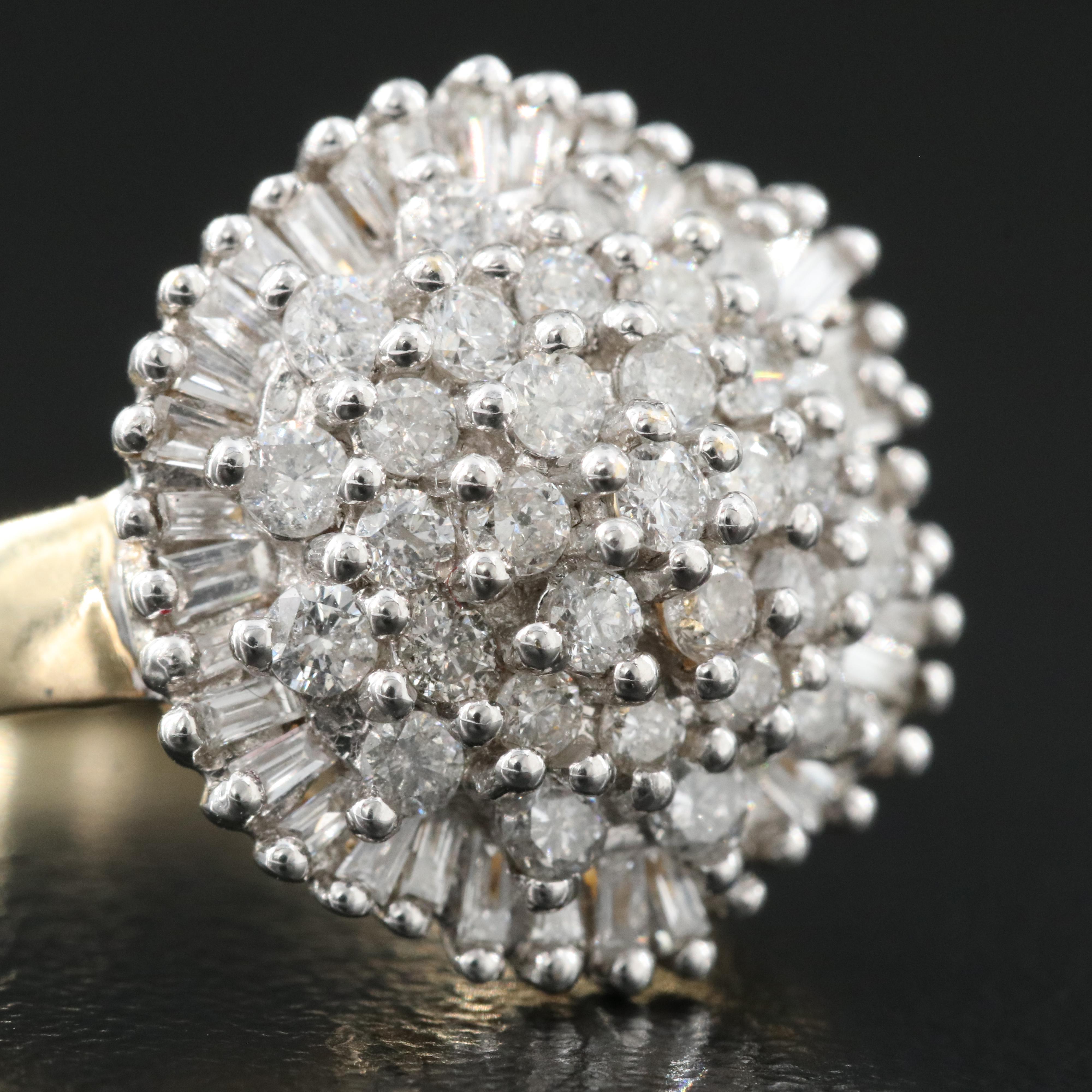 14K 0.98 CTW Diamond Cluster Ring