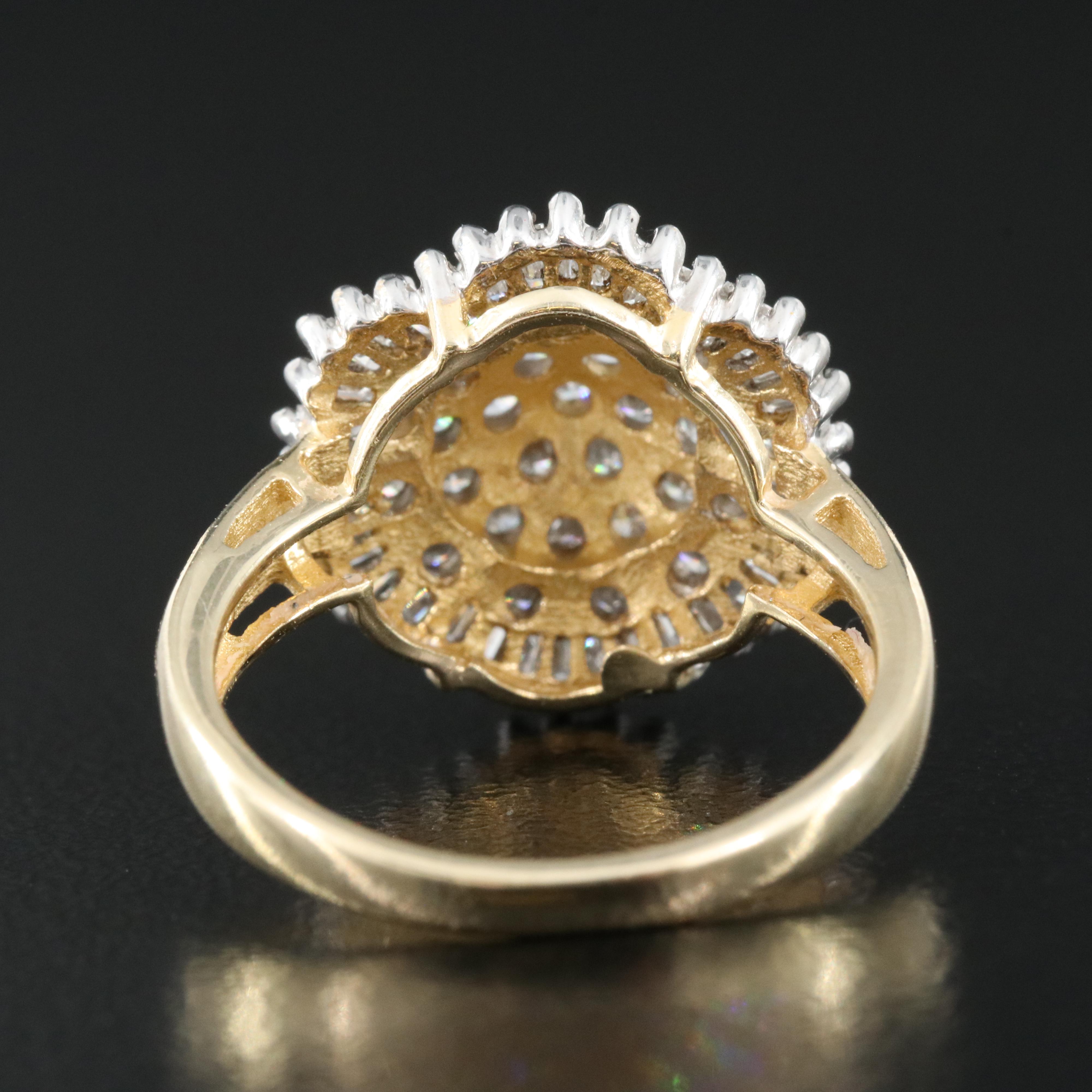 14K 0.98 CTW Diamond Cluster Ring