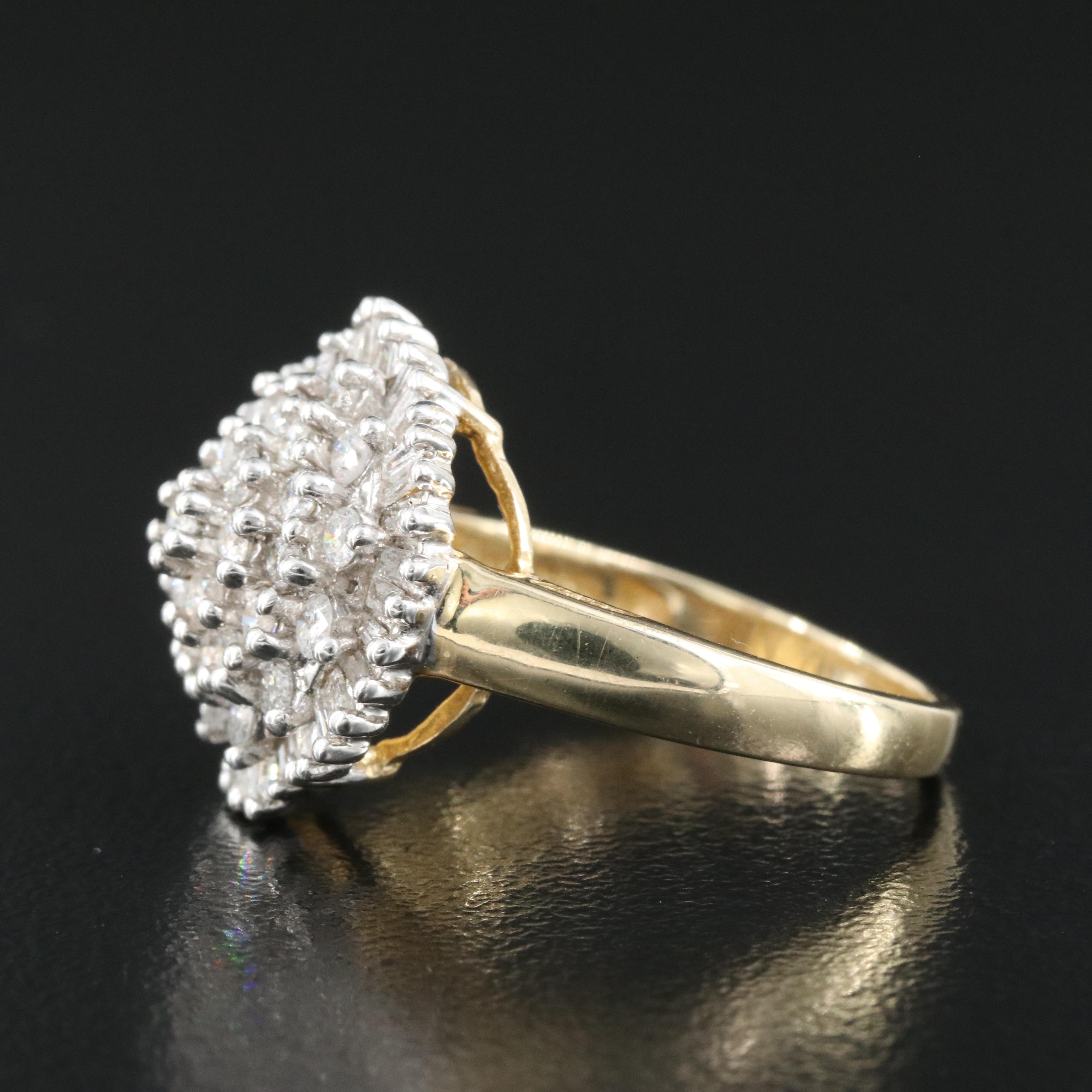 14K 0.98 CTW Diamond Cluster Ring