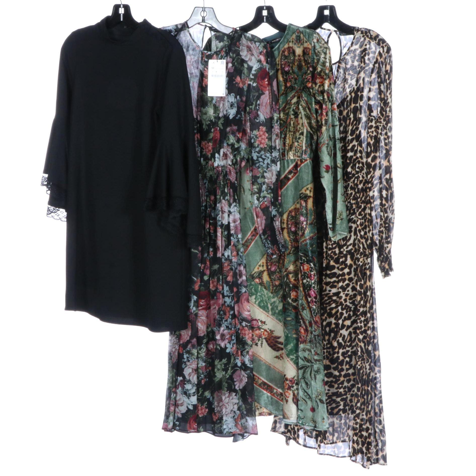 Zara Printed and Embellished Mid-Length Dresses