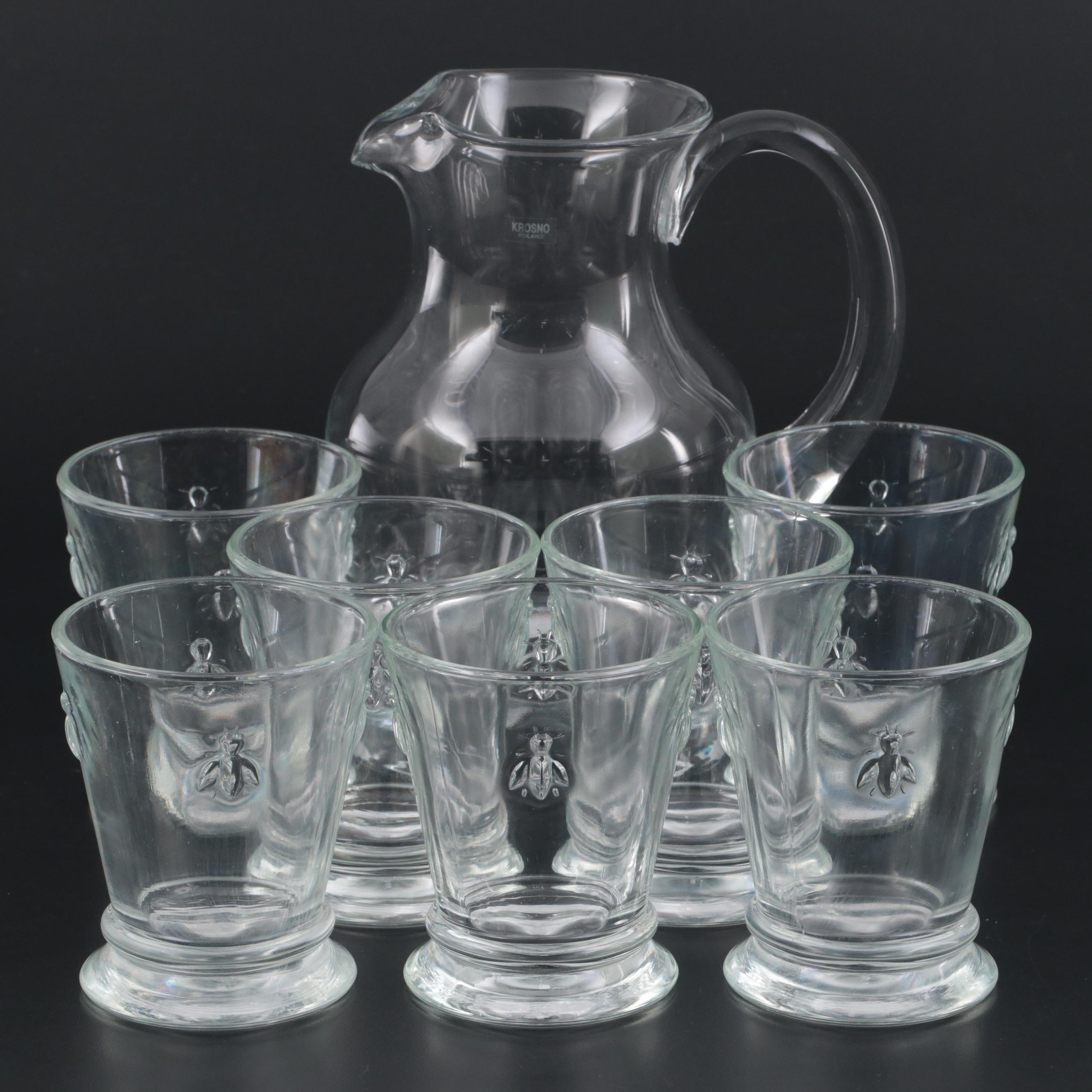 La Rochere Glass Napoleon Bee Tumblers and Krosno Pitcher