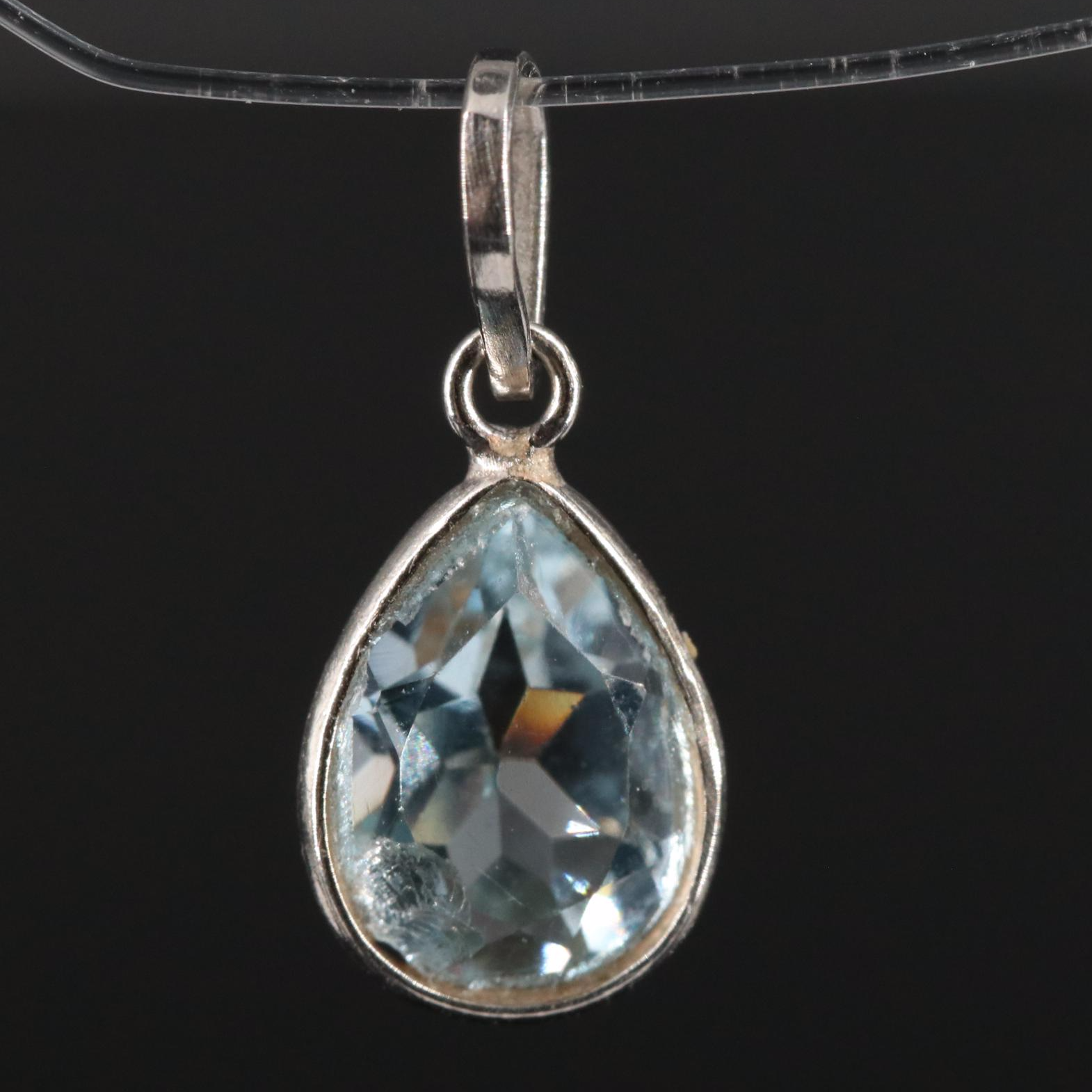 14K Blue Topaz Pendant