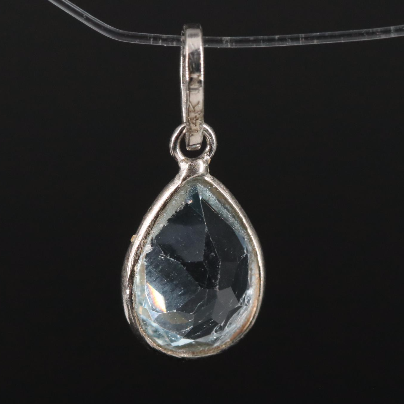 14K Blue Topaz Pendant